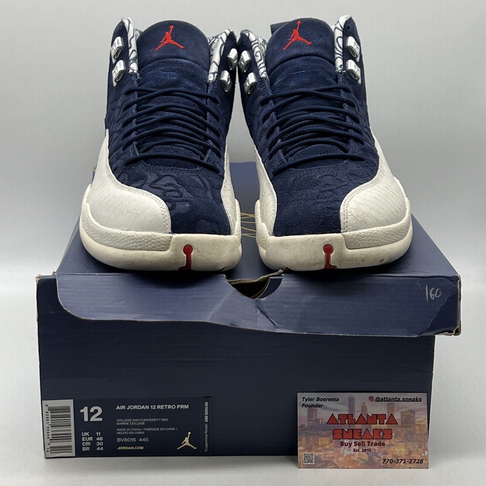 Size 12 - Air Jordan 12 Retro International Flight Navy White Suede (BV8016-445)