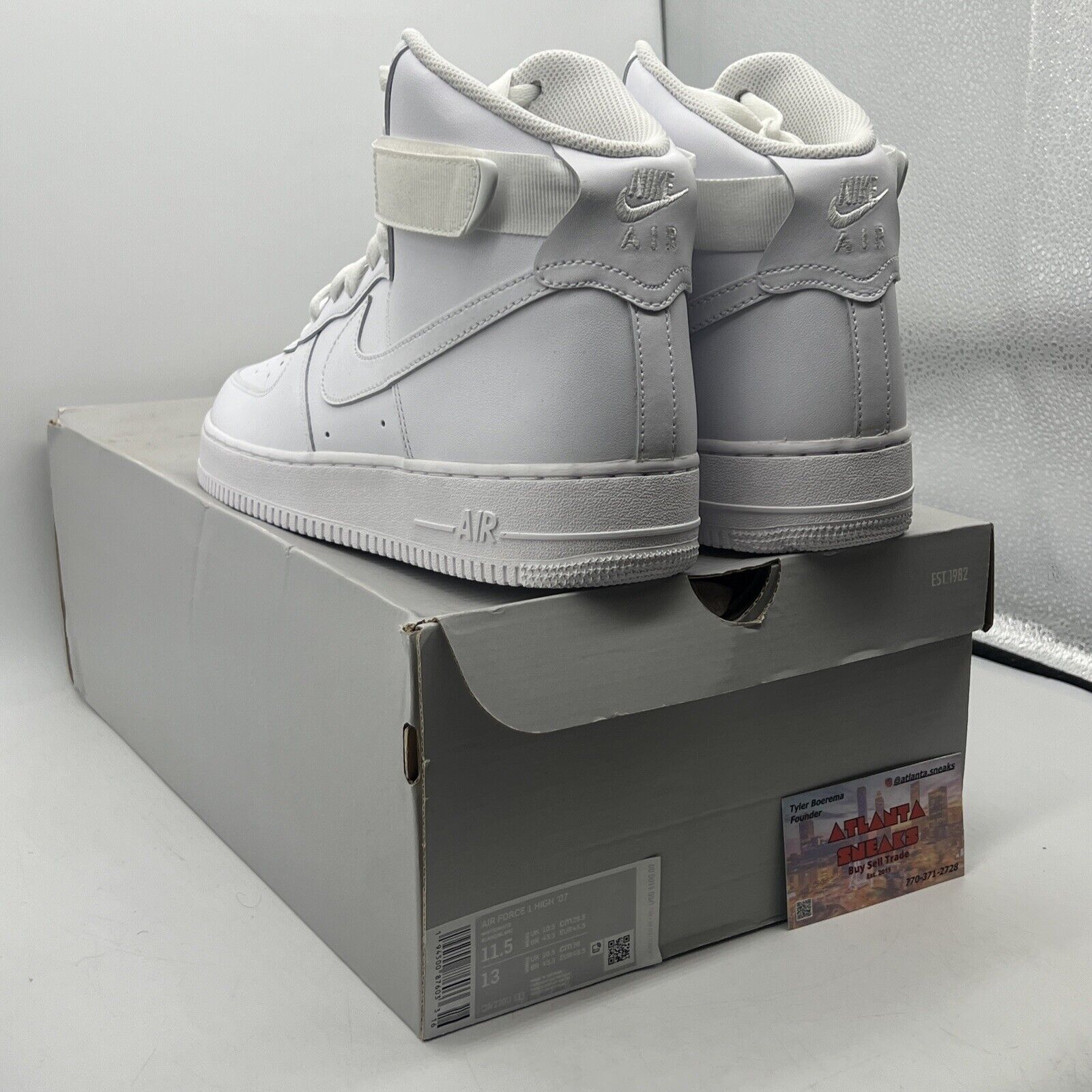 Size 11.5 - Nike Air Force 1 '07 High Triple White Leather (CW2290-111)