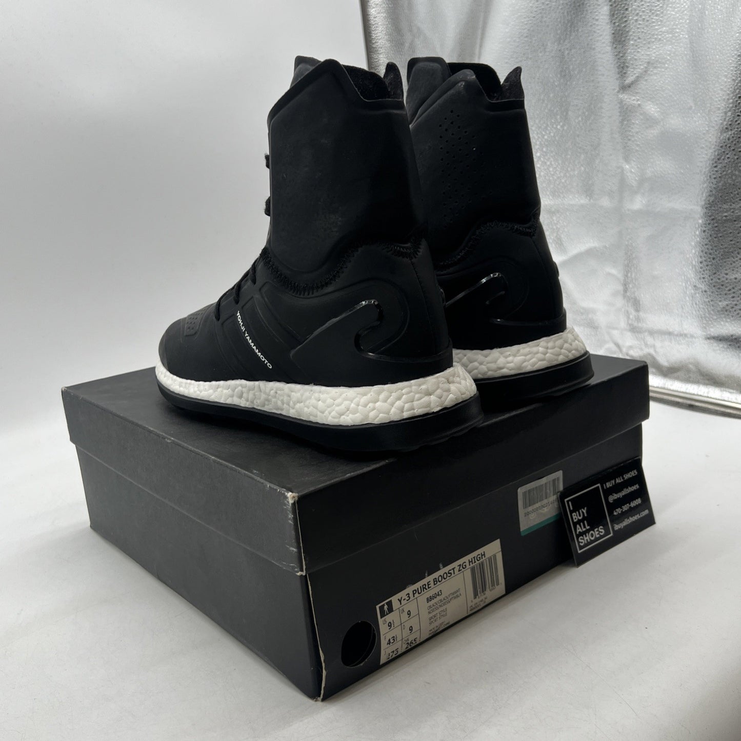 Size 9.5 - Adidas Y-3 PureBoost ZG High Core Black (BB6043)