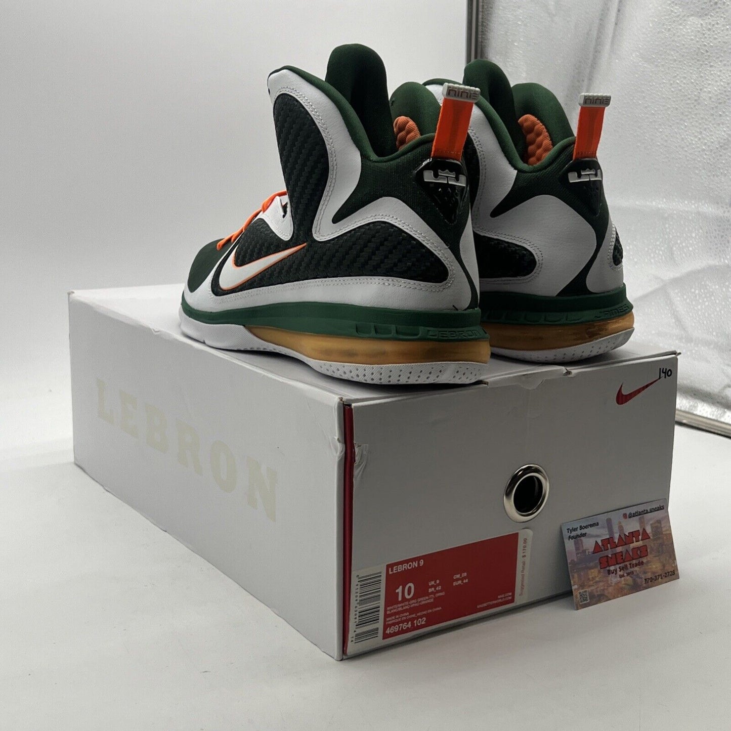Size 10 - Nike LeBron 9 Miami Hurricanes (469764-102)
