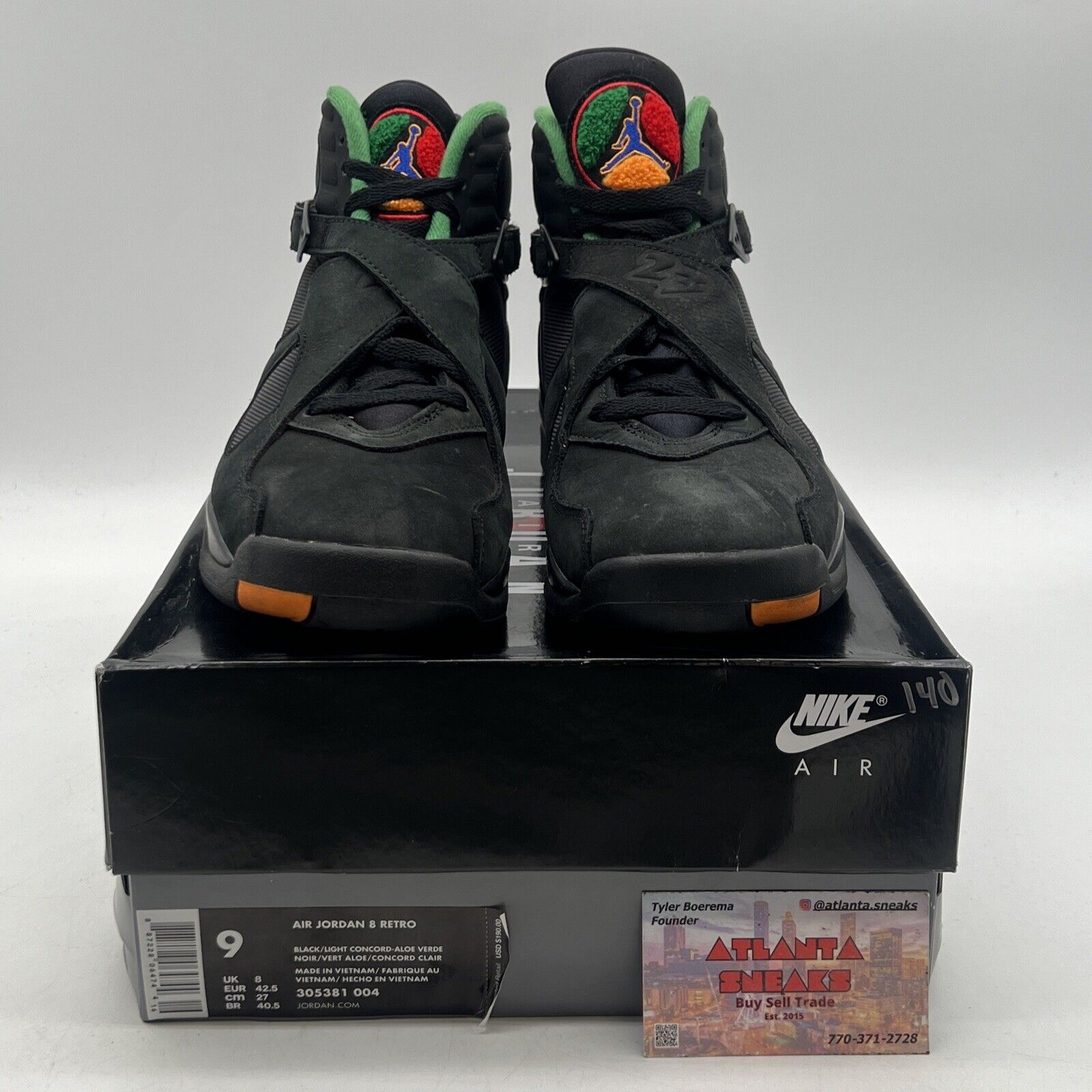 Size 9 - Air Jordan 8 Retro Tinker - Air Raid Red Green Yellow (305381-004)