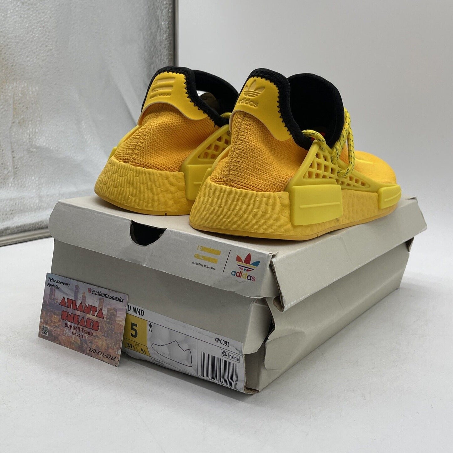 Size 5 - adidas Pharrell x NMD Human Race Yellow Black Suede (GY0091)