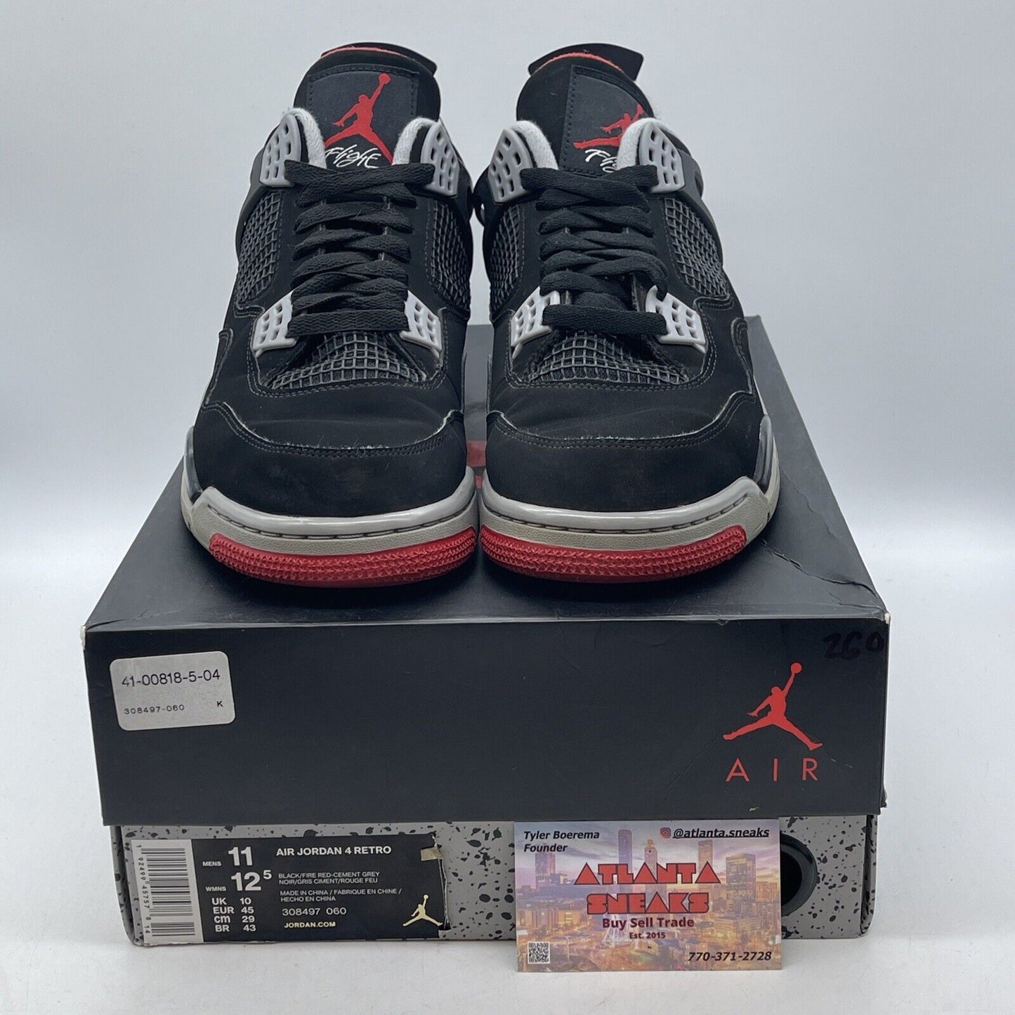 Size 11 - Air Jordan 4 Retro Bred Reimagined Black Grey Red Suede (308497-060)