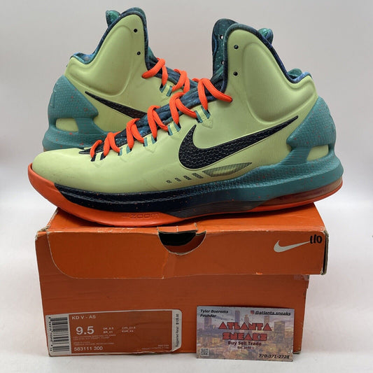 Size 9.5 - Nike KD 5 All-Star Extraterrestrial Green Suede Black (583111-300)