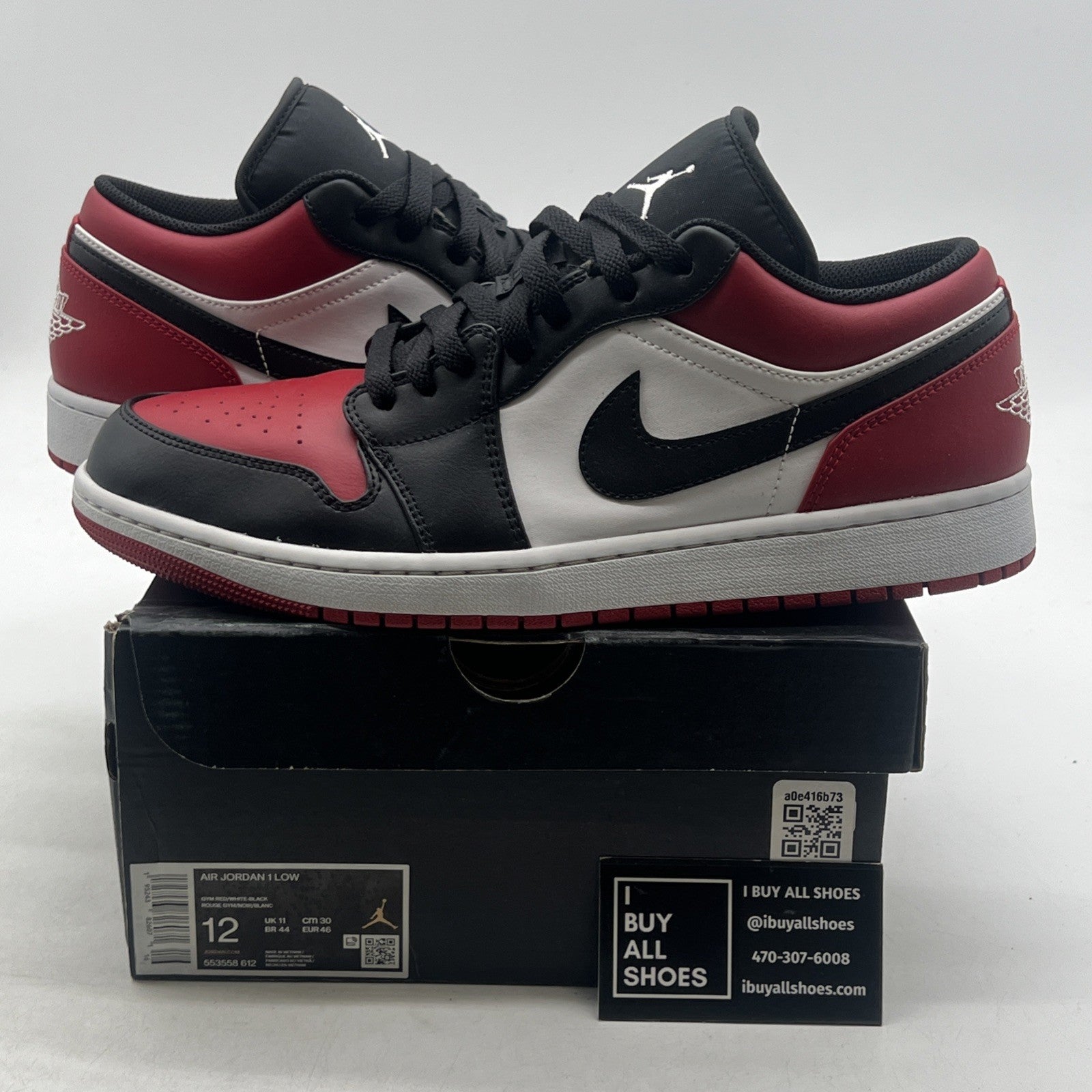 Size 12 - Air Jordan 1 Low Bred Toe (553558-612)