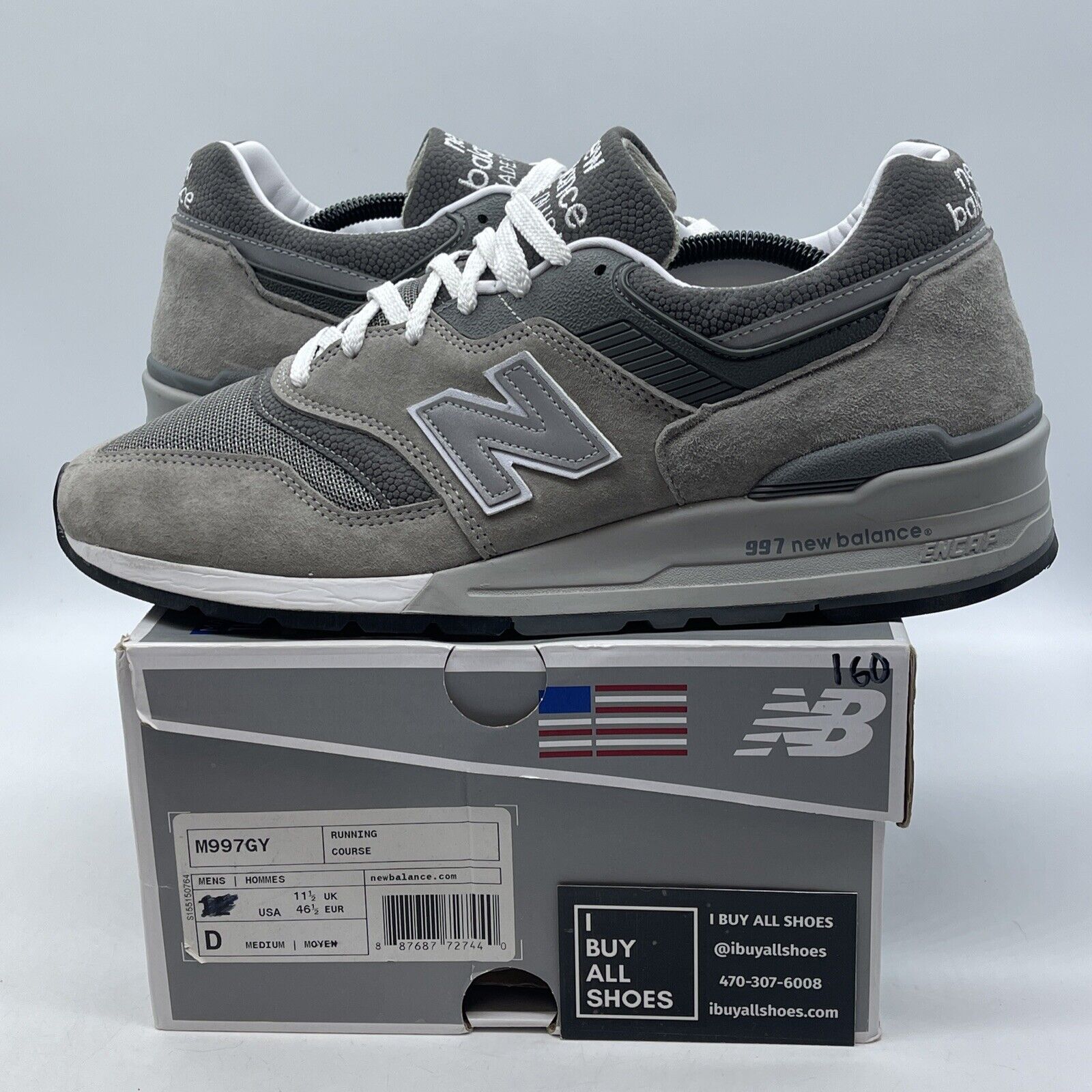 Size 11 - New Balance 997 Made In USA Grey White Suede Leather (M997GY)
