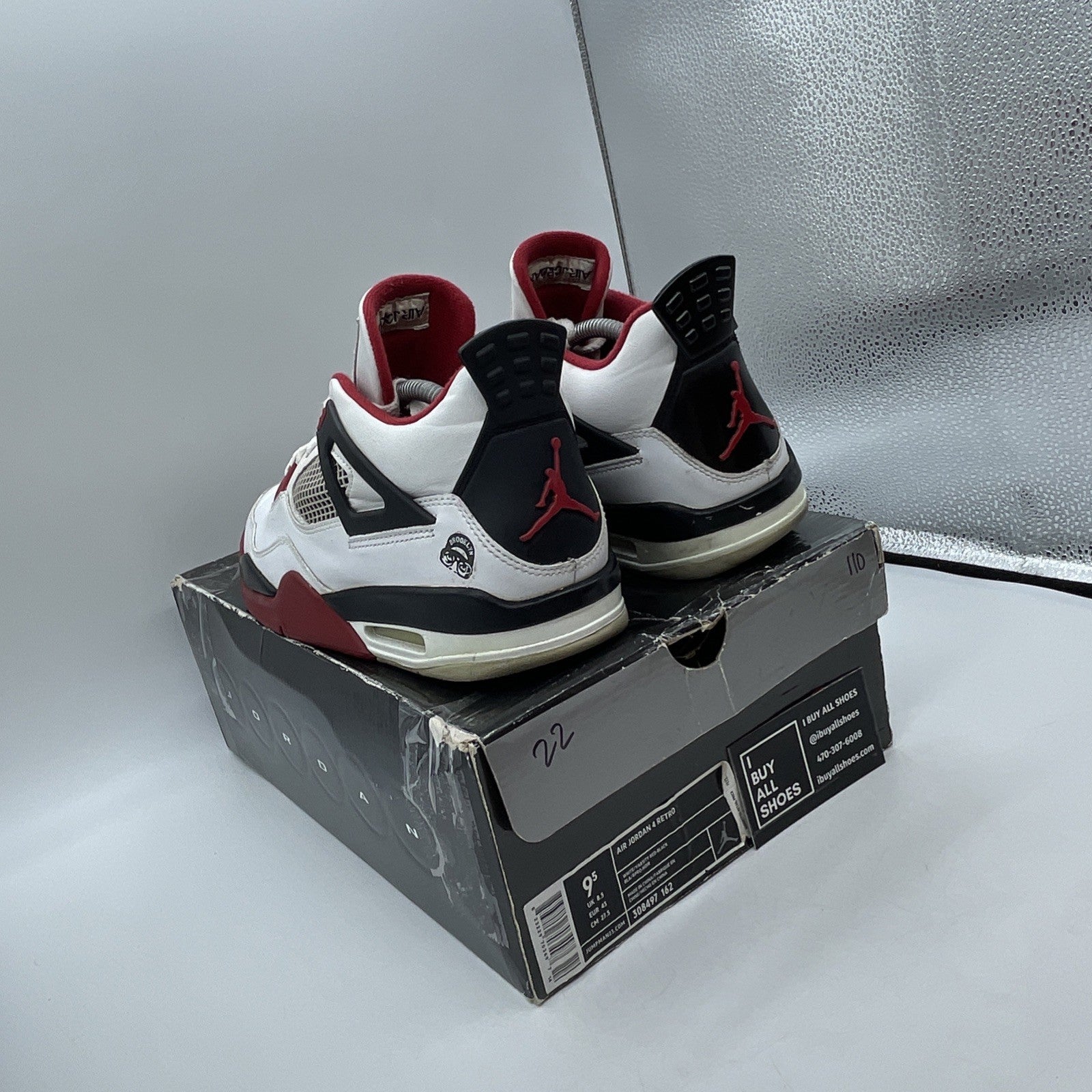 Size 9.5 - Air Jordan 4 Retro Mars Blackmon White Red Leather (308497-162)