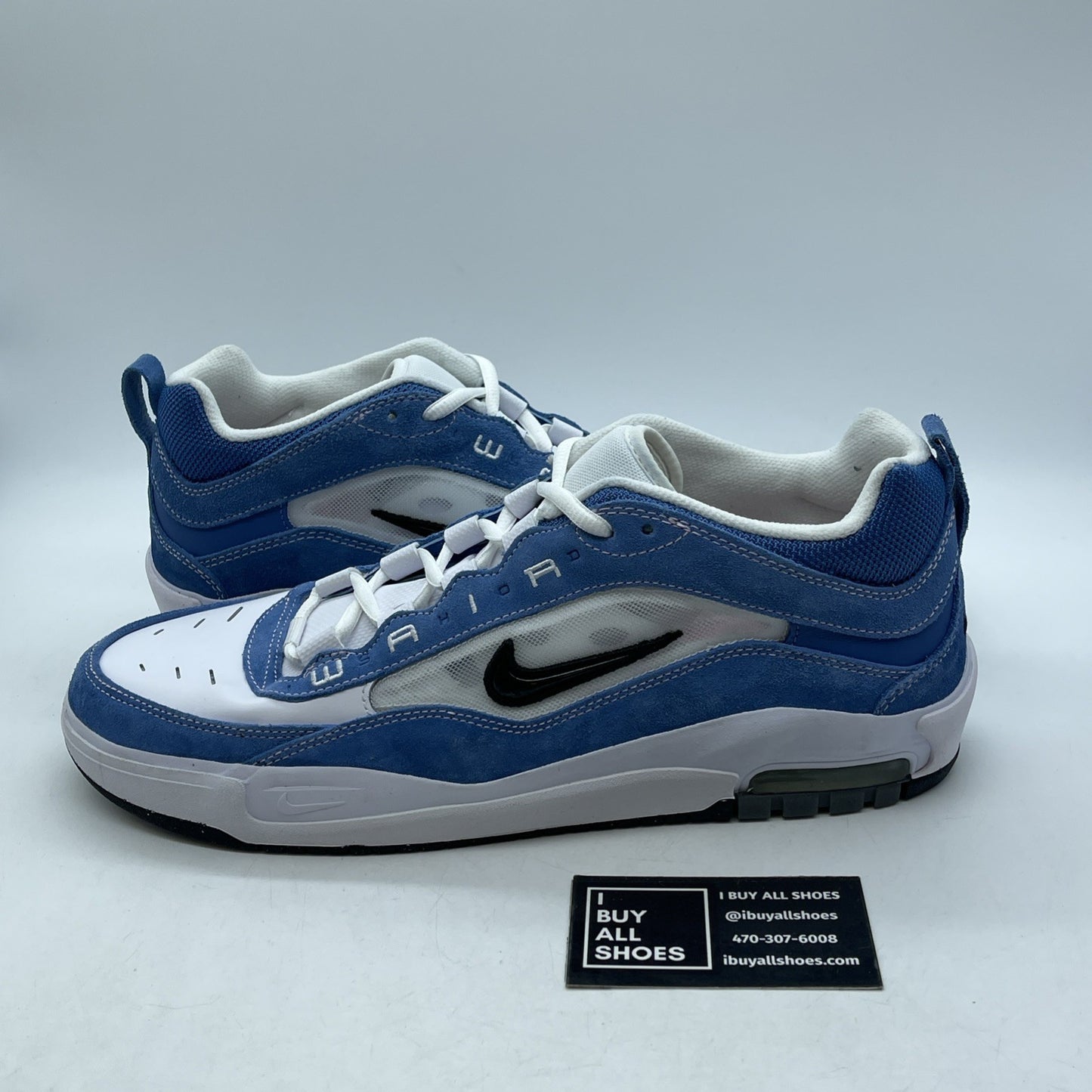 Size 12 - Nike Air Max Ishod Wair SB Star Blue Black Suede Leather (FB2393-400)