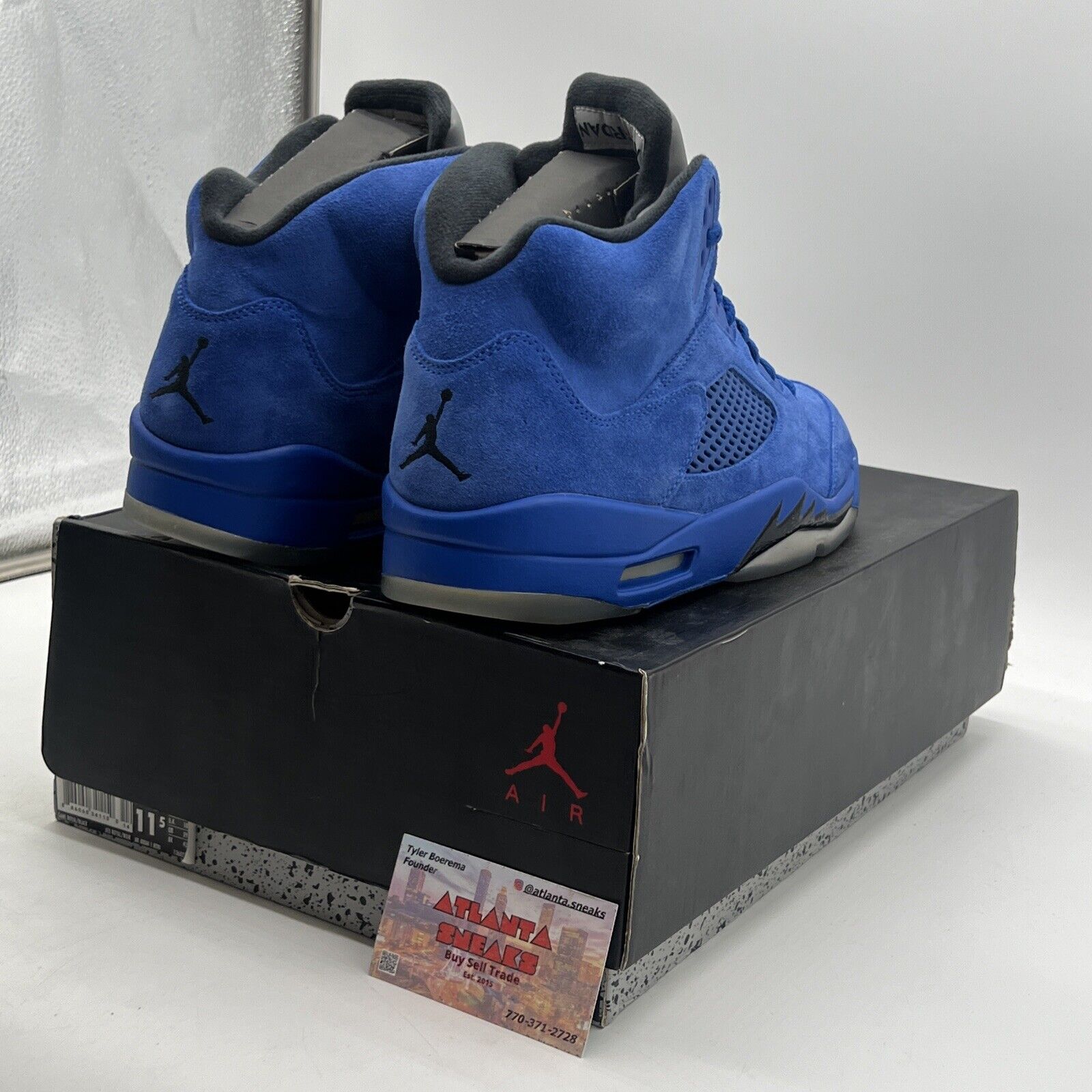 Size 11.5 - Air Jordan 5 Retro Blue Suede Black Grey Suede (136027-401)
