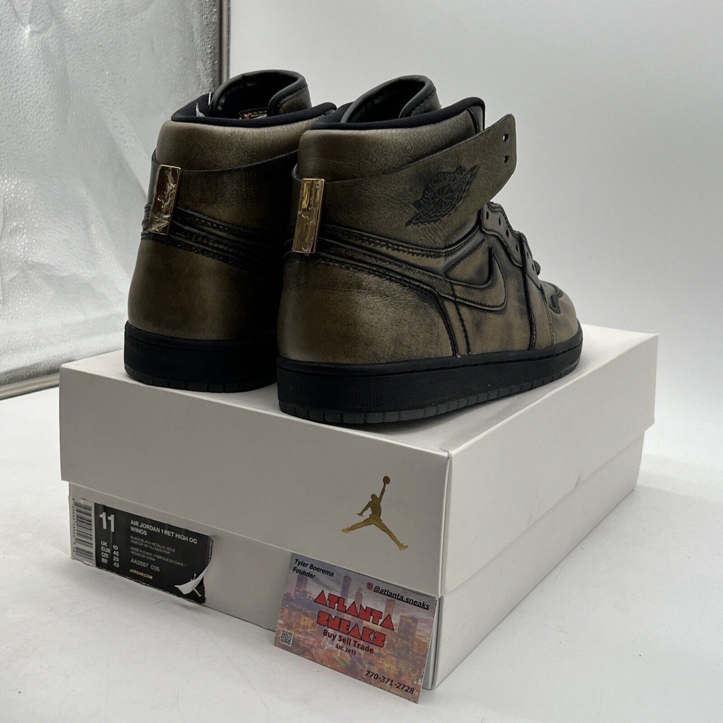 Size 11 - Air Jordan 1 Retro OG High Wings Black Gold (AA2887-035)