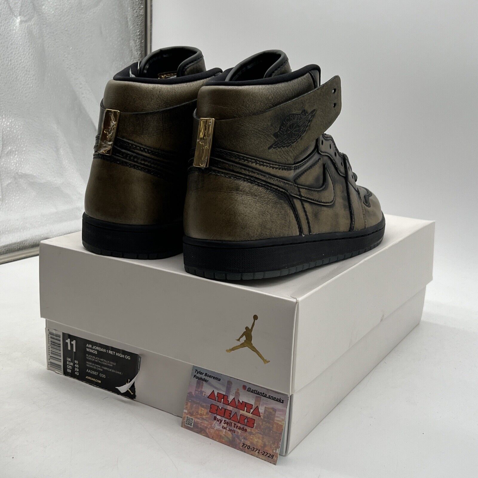 Size 11 - Air Jordan 1 Retro OG High Wings Black Gold (AA2887-035)