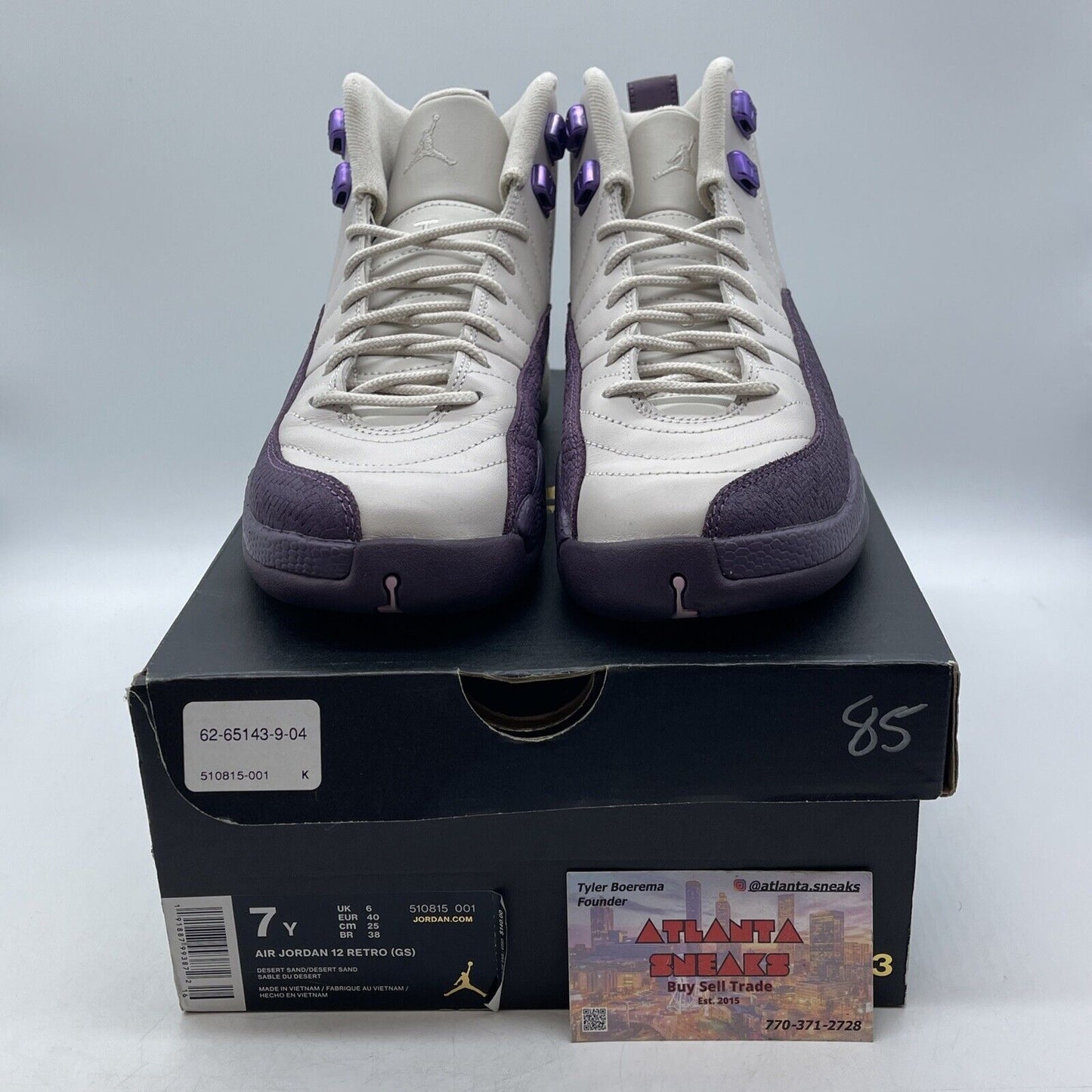 Size 7Y - Jordan 12 Retro Desert Sand (GS) Purple White Leather ( 510815-001)