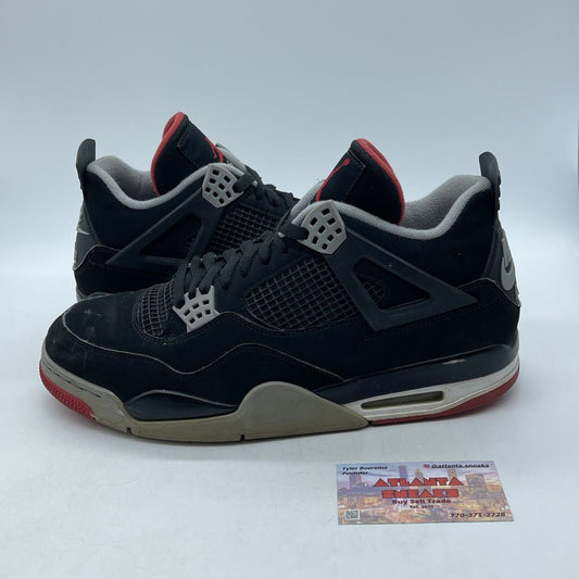 Size 12 - Jordan 4 Retro OG Mid Bred 2019 Black Grey Red Suede (308497-060)