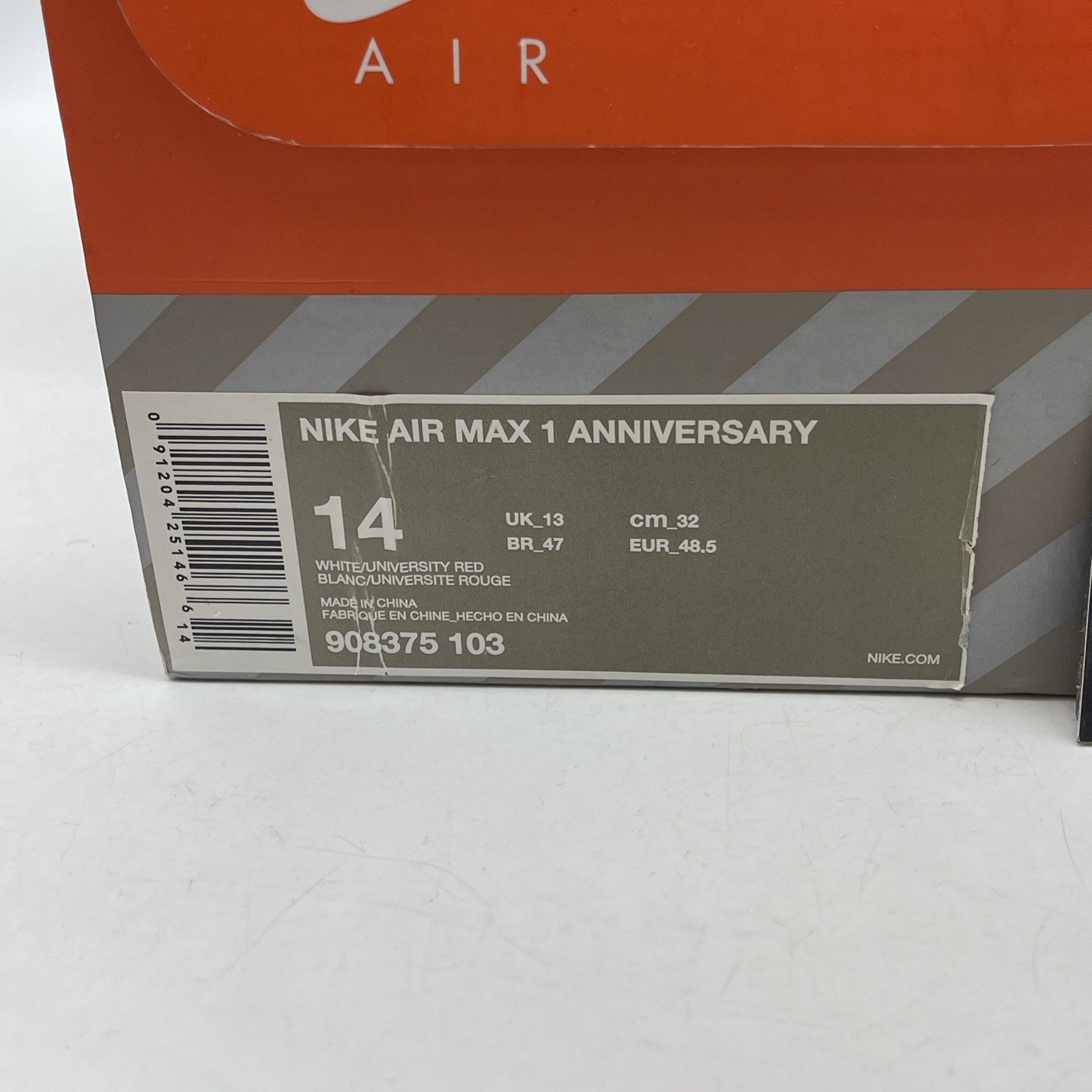 Size 14 - Nike Air Max 1 OG Anniversary 2017 Re-Release Red (908375-103)