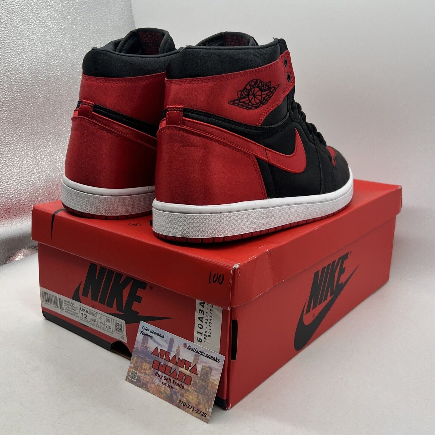 Size 12 - Air Jordan 1 Retro OG 2023 High Satin Bred W Black White (FD4810-061)
