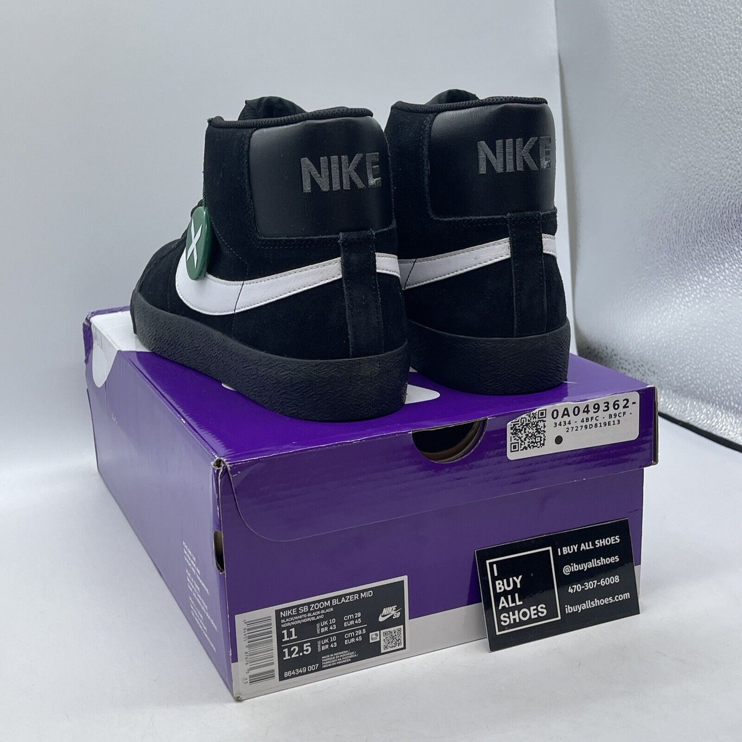 Size 11 - Nike Zoom Blazer SB Mid Black White Suede Leather (864349-007)