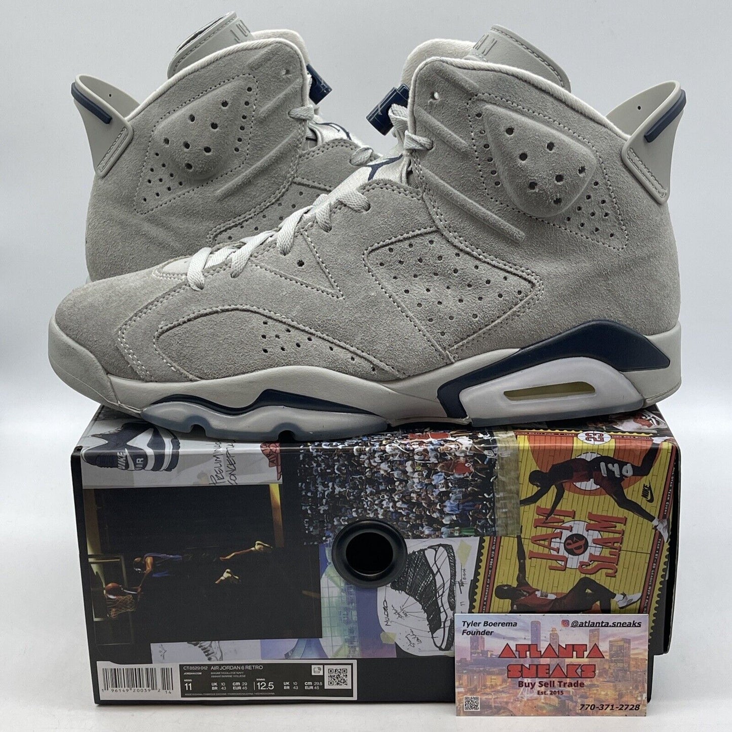 Size 11 - Jordan 6 Retro Mid Georgetown Grey Blue White Suede (CT8529-012)
