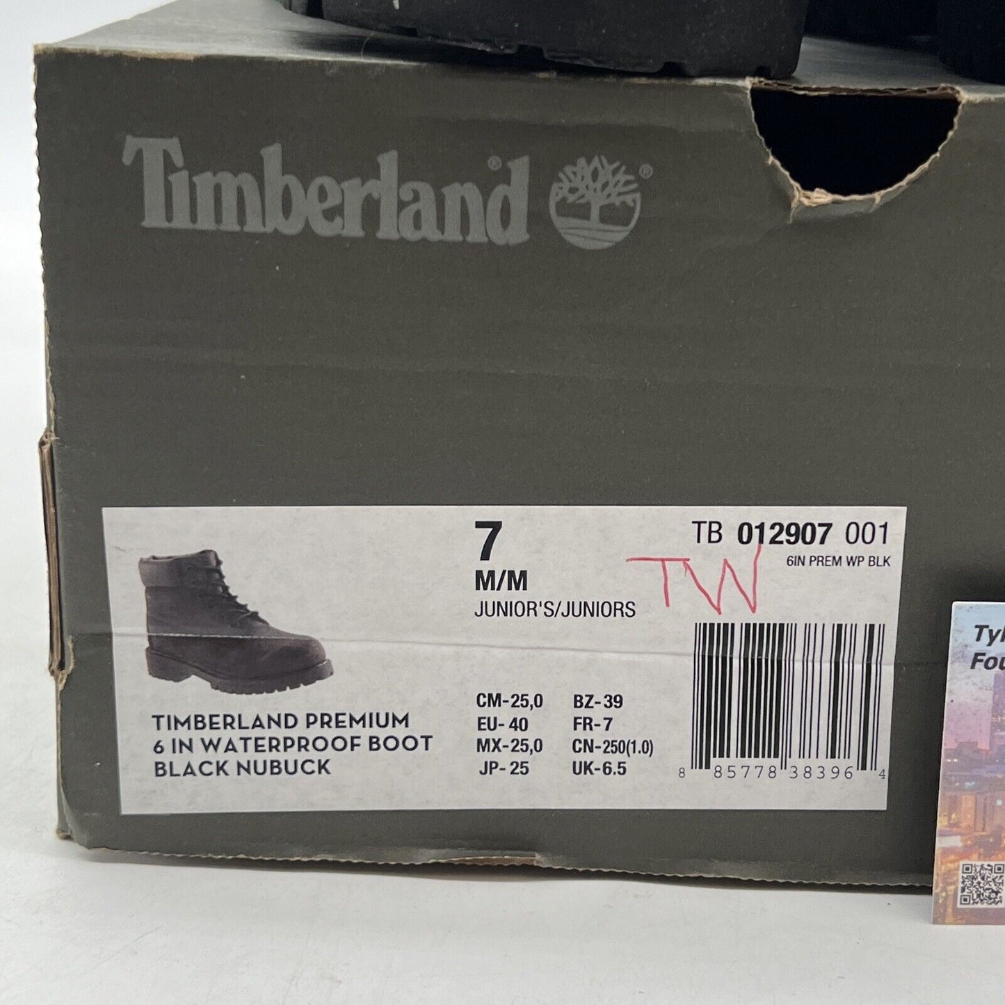 Size 7 - Timberland Premium TB012907001 Boots Big Kids Black Leather 6-Inch