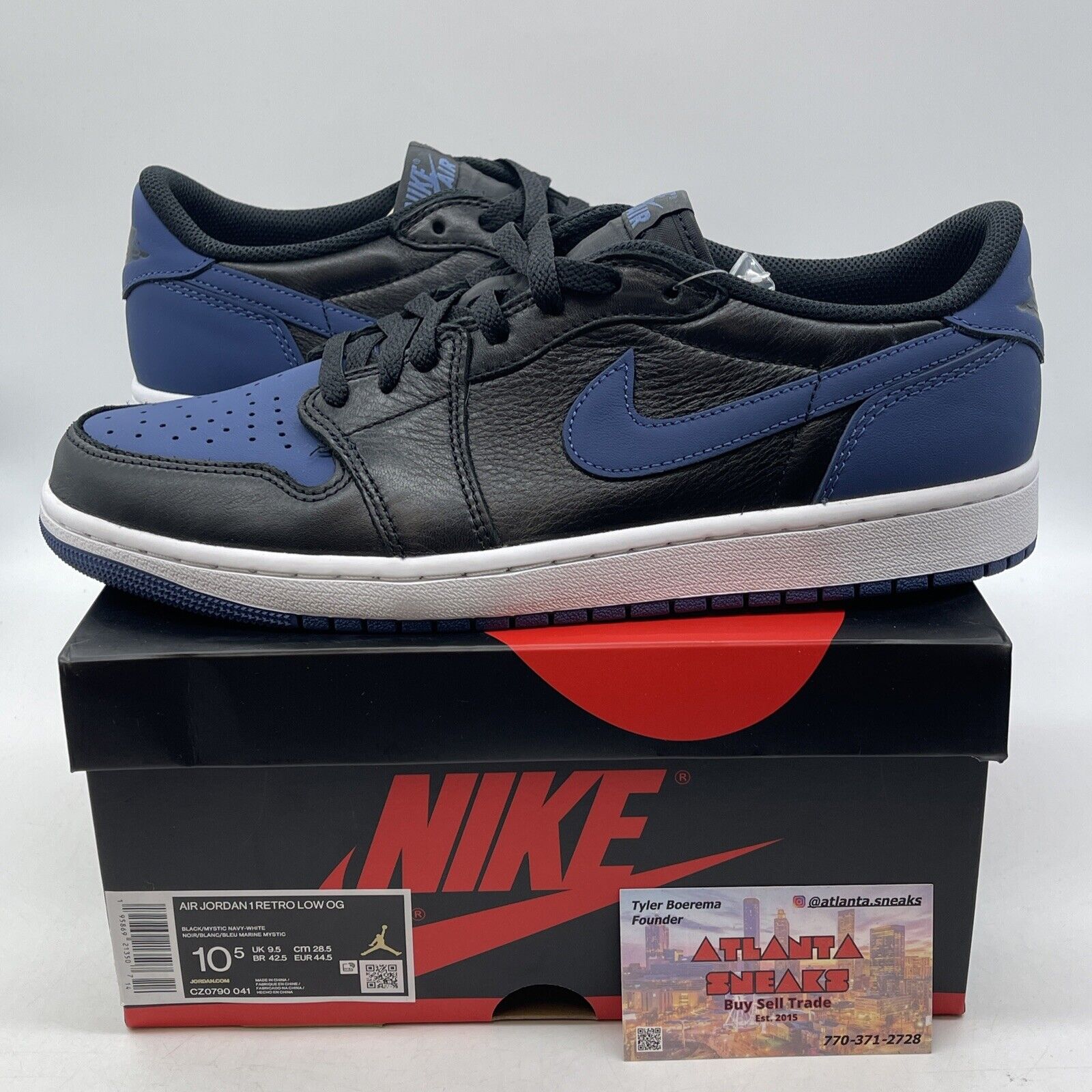 Size 10.5 - Jordan 1 Low OG Mystic Navy Black White Leather (CZ0790-041)