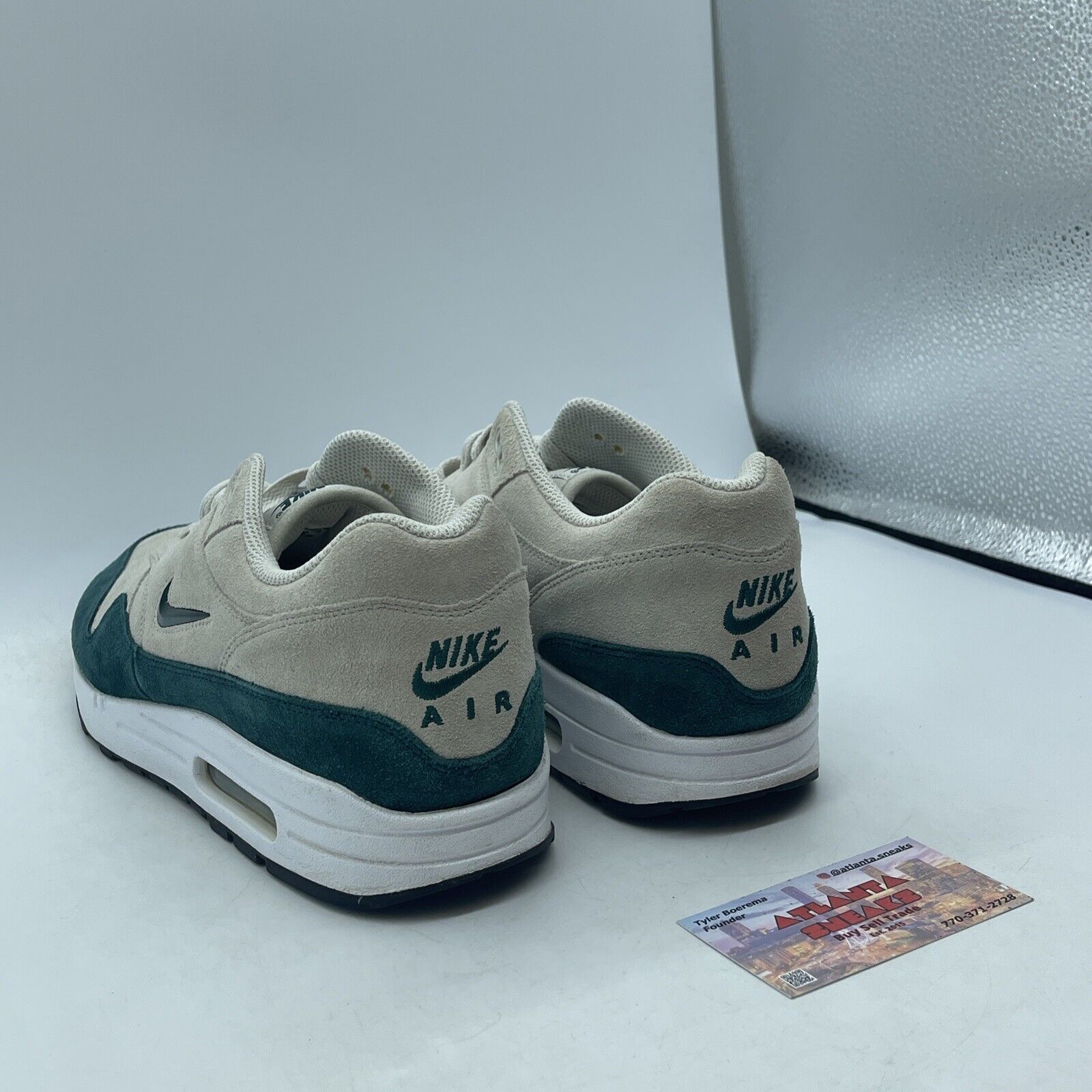 Size 11.5 - Nike Air Max 1 Premium SC Jewel Atomic Teal Green Suede (918354-003)
