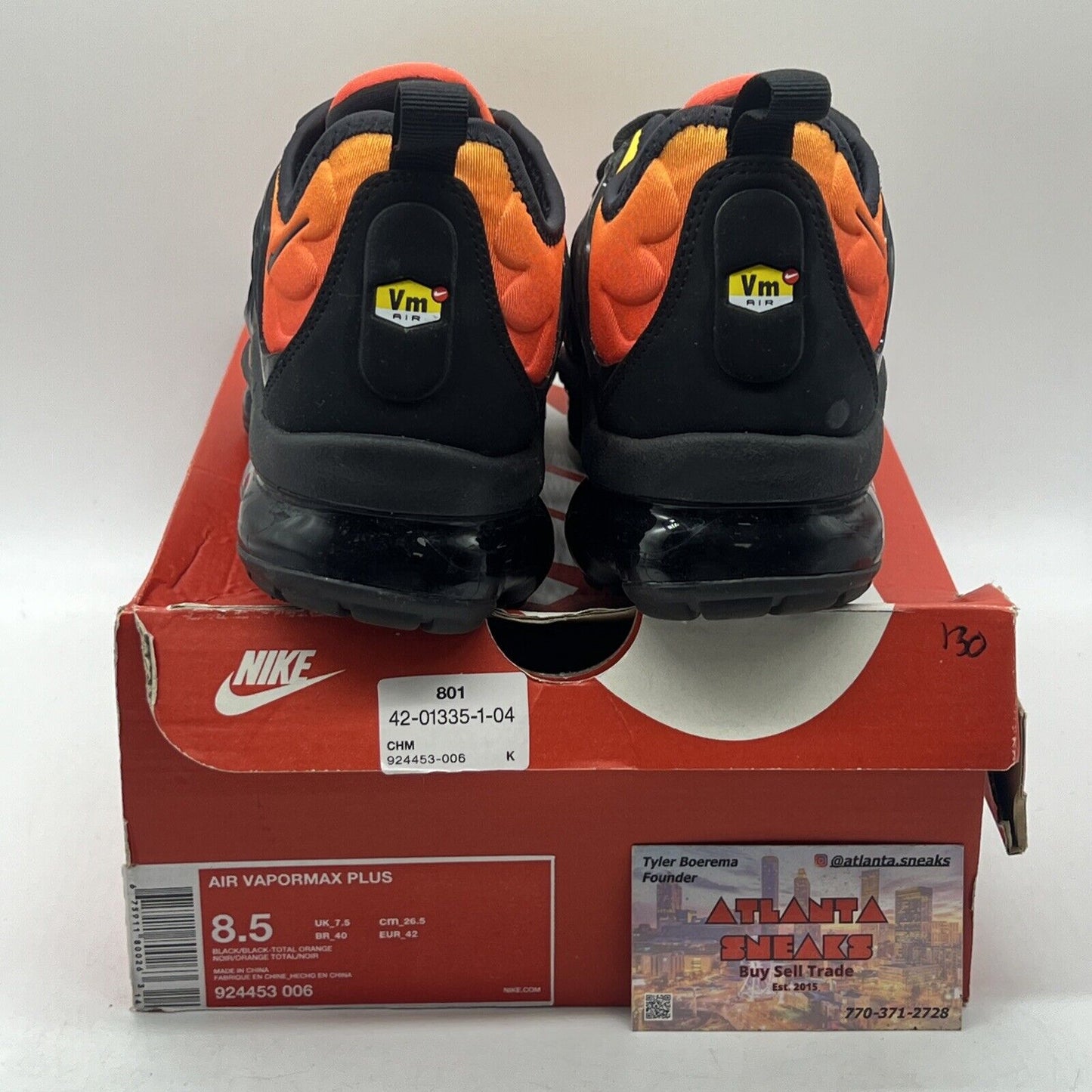 Size 8.5 - Nike Air VaporMax Plus Sunset Orange Yellow Black (924453-006)