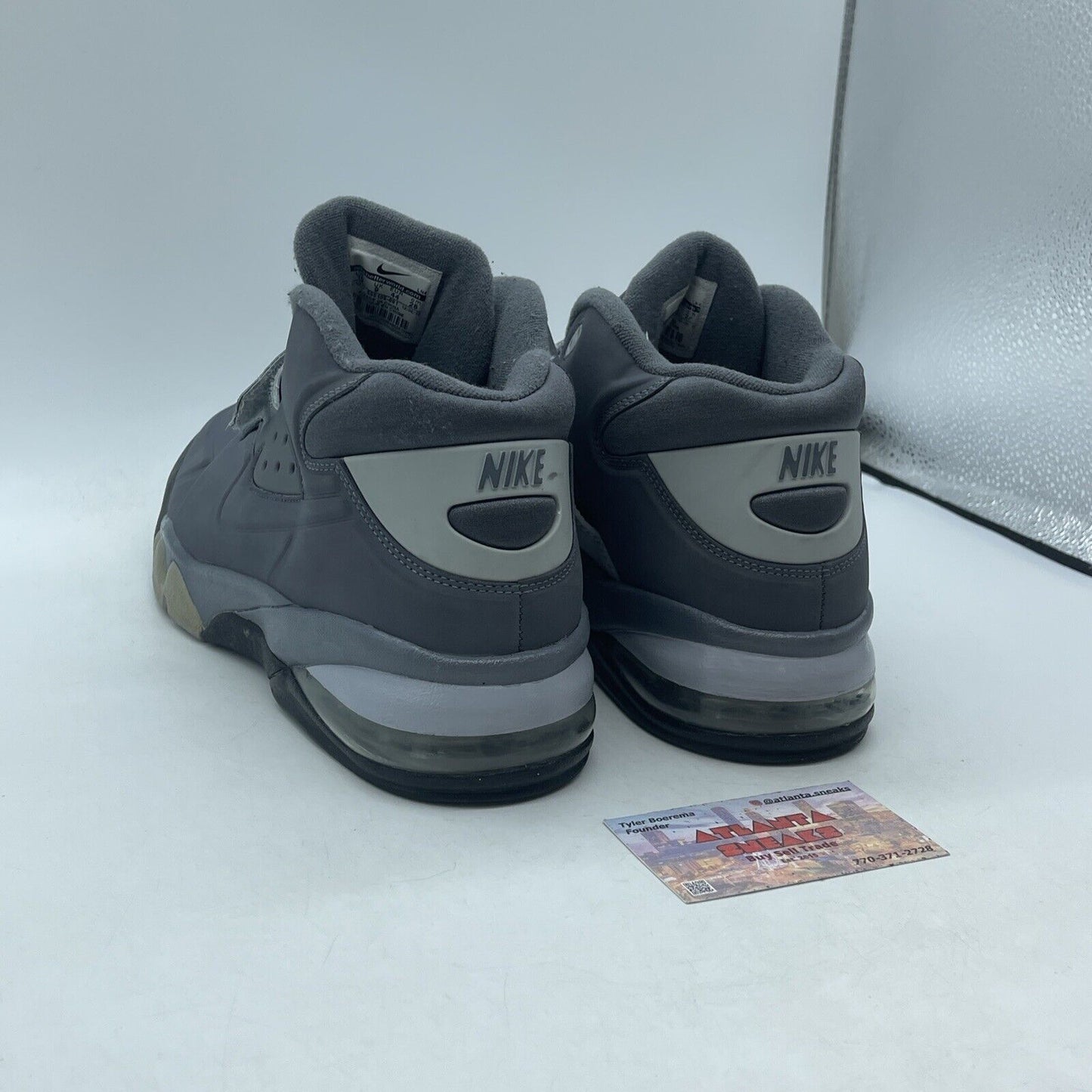 Size 10 - Nike Air Force Max 2013 Wolf Grey Suede Leather Black (555105-001)