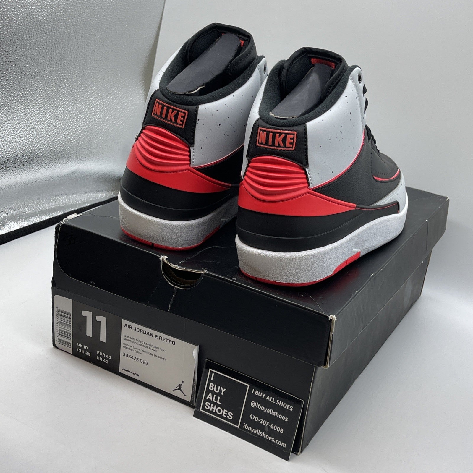 Size 11 - Air Jordan 2 Retro Infrared 23 Black Grey Leather (385475-023)