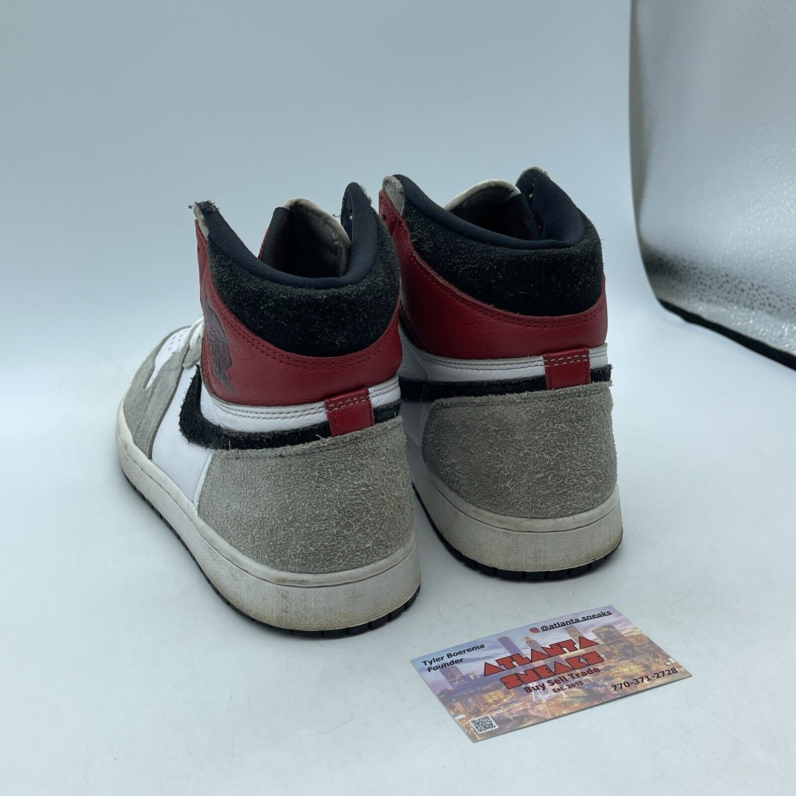Size 9 - Jordan 1 Retro High OG Smoke Gray Black Suede Red Leather (555088-126)