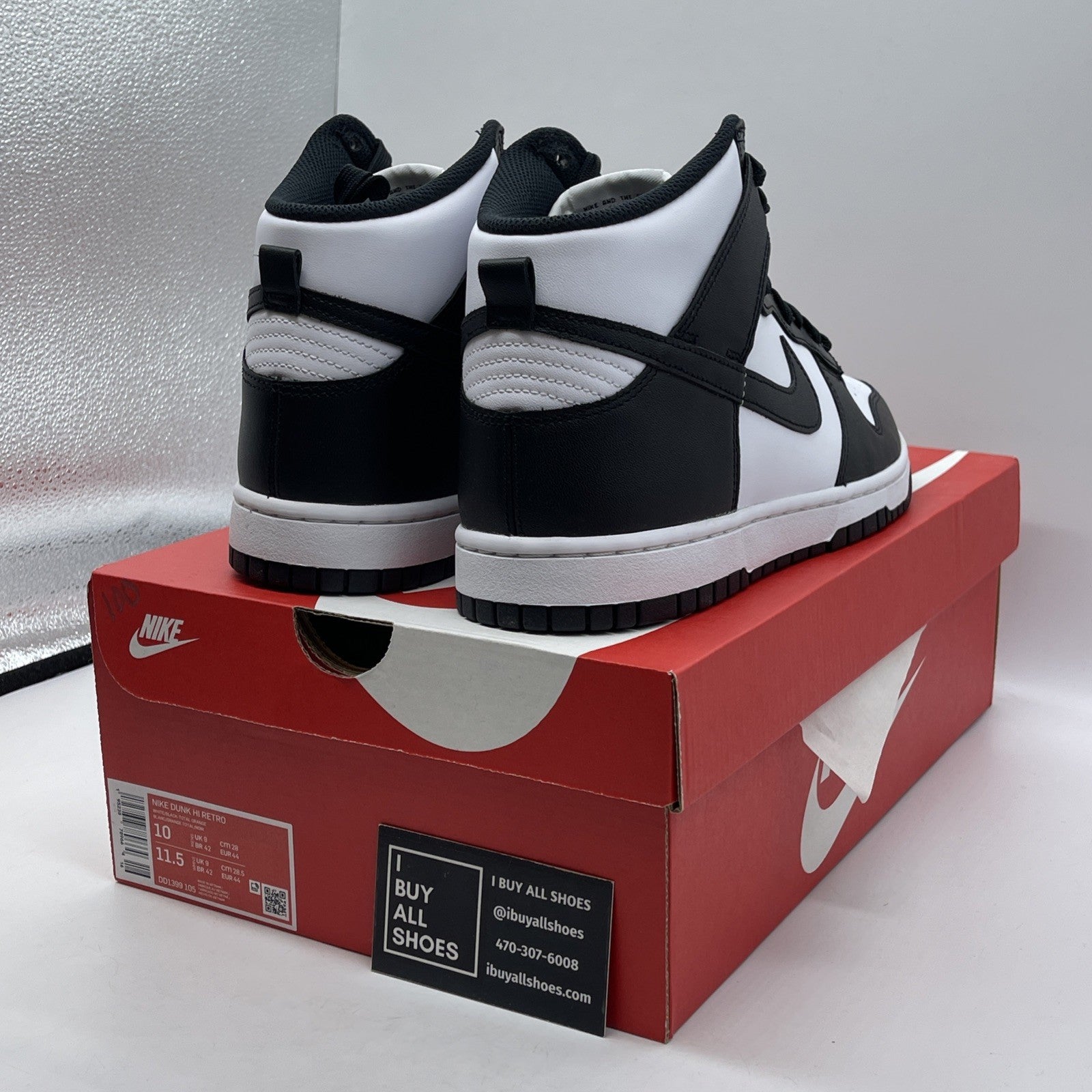 Size 10 - Nike Dunk High Black White Leather (DD1399-105)