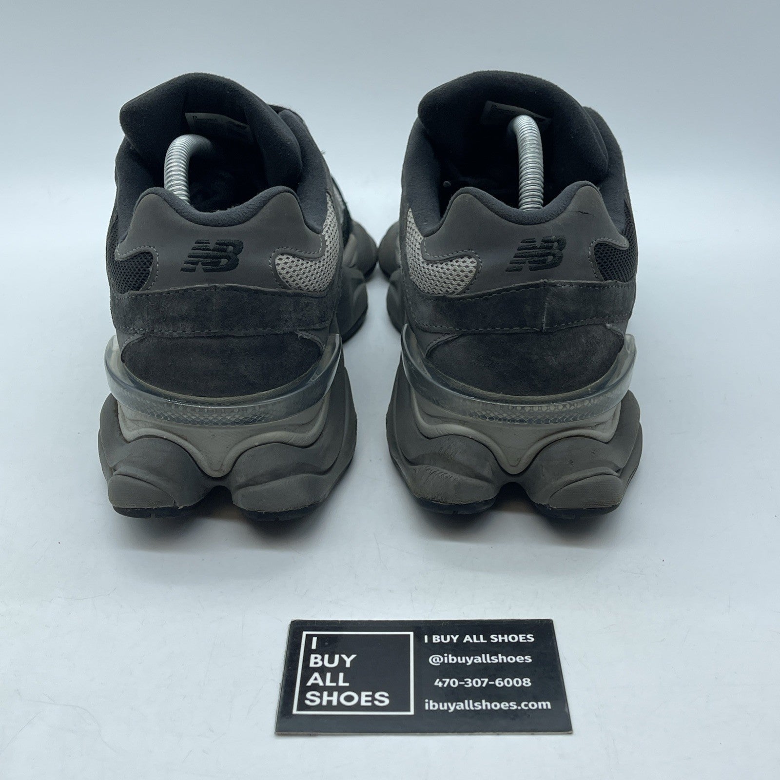 Size 9.5 - New Balance 9060 Black Castlerock Grey Suede Leather (U9060BLK)