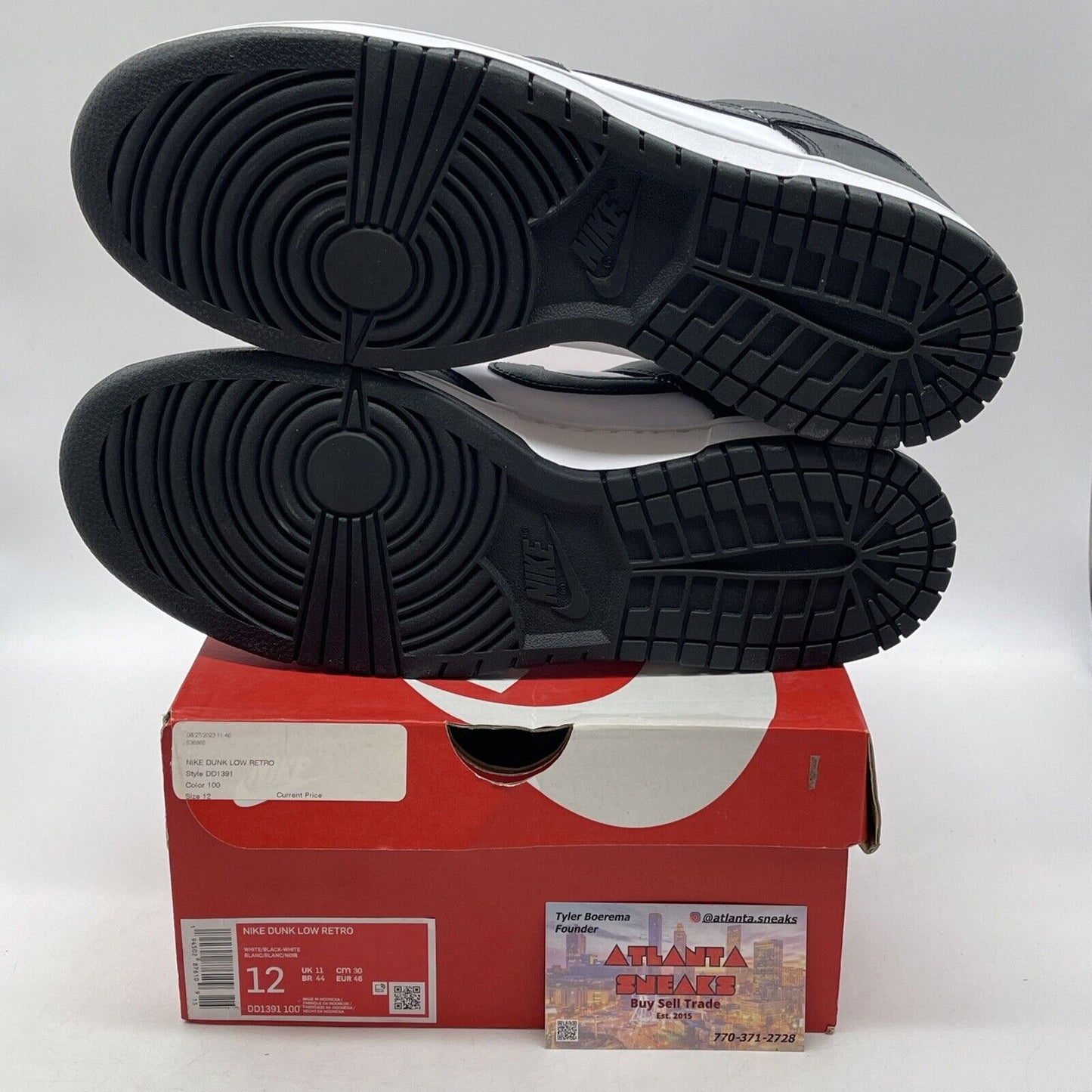 Size 12 - Nike Dunk Low Black White Leather (DD1391-100)