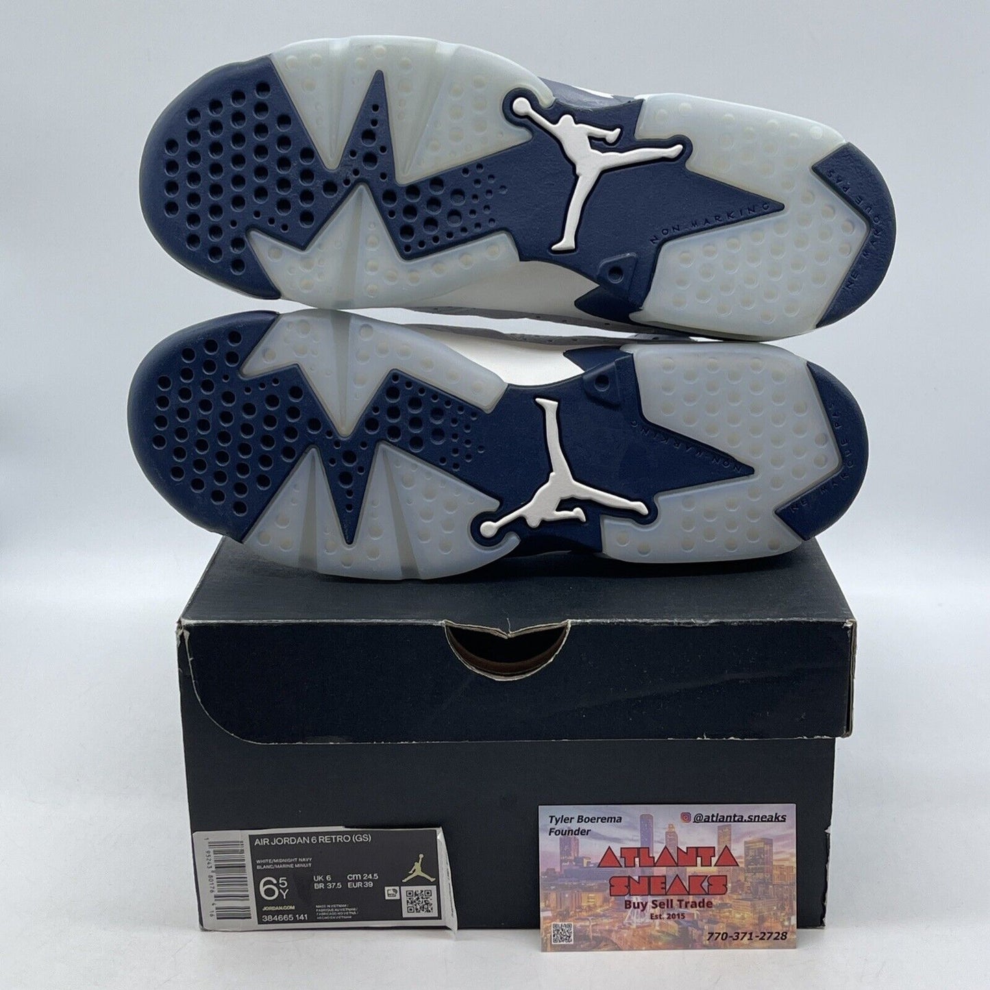 Size 6.5 - Jordan 6 Retro Midnight Navy White Leather (384665-141)