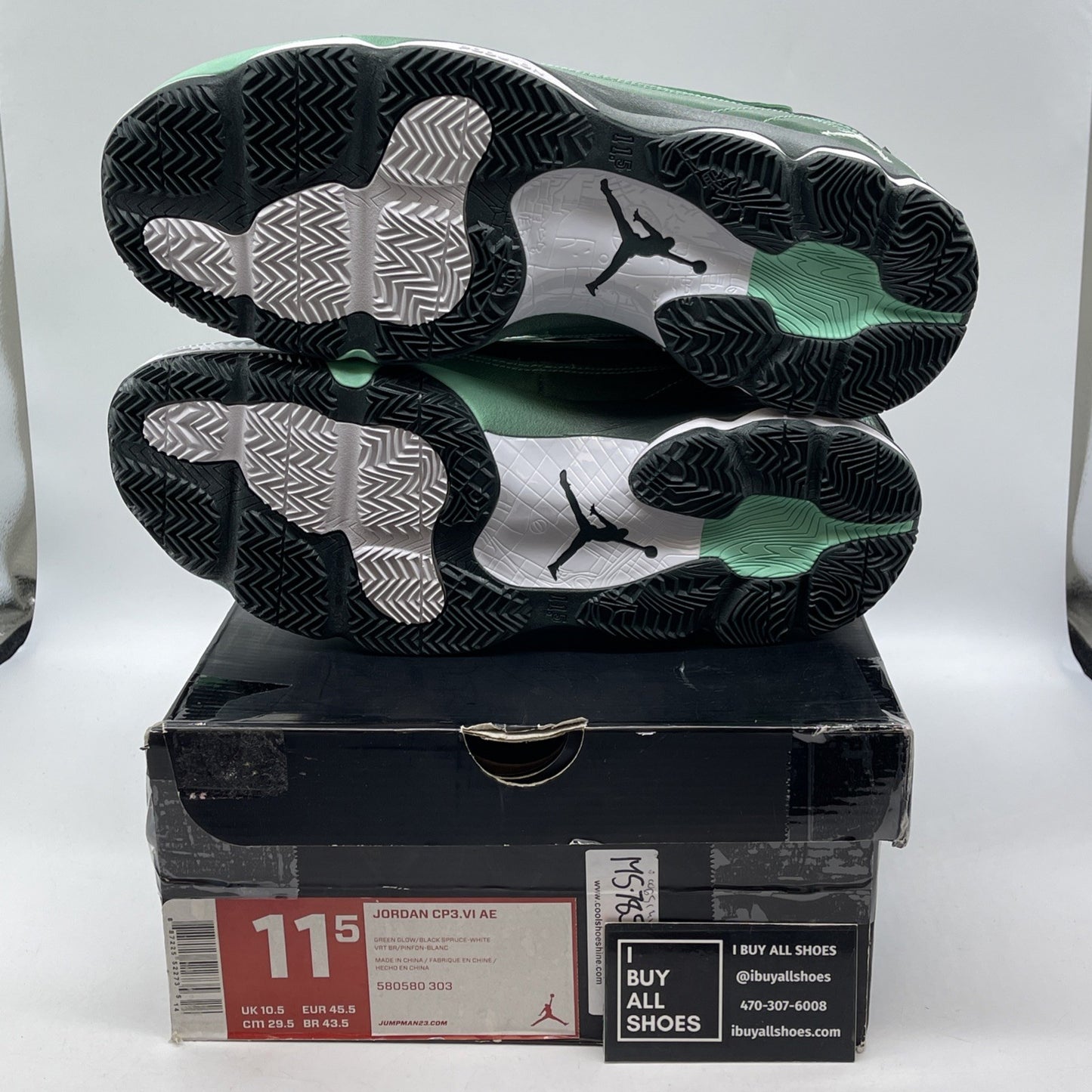 Size 11.5 - Jordan CP3.VI AE Green Glow Suede Leather (580580-303)