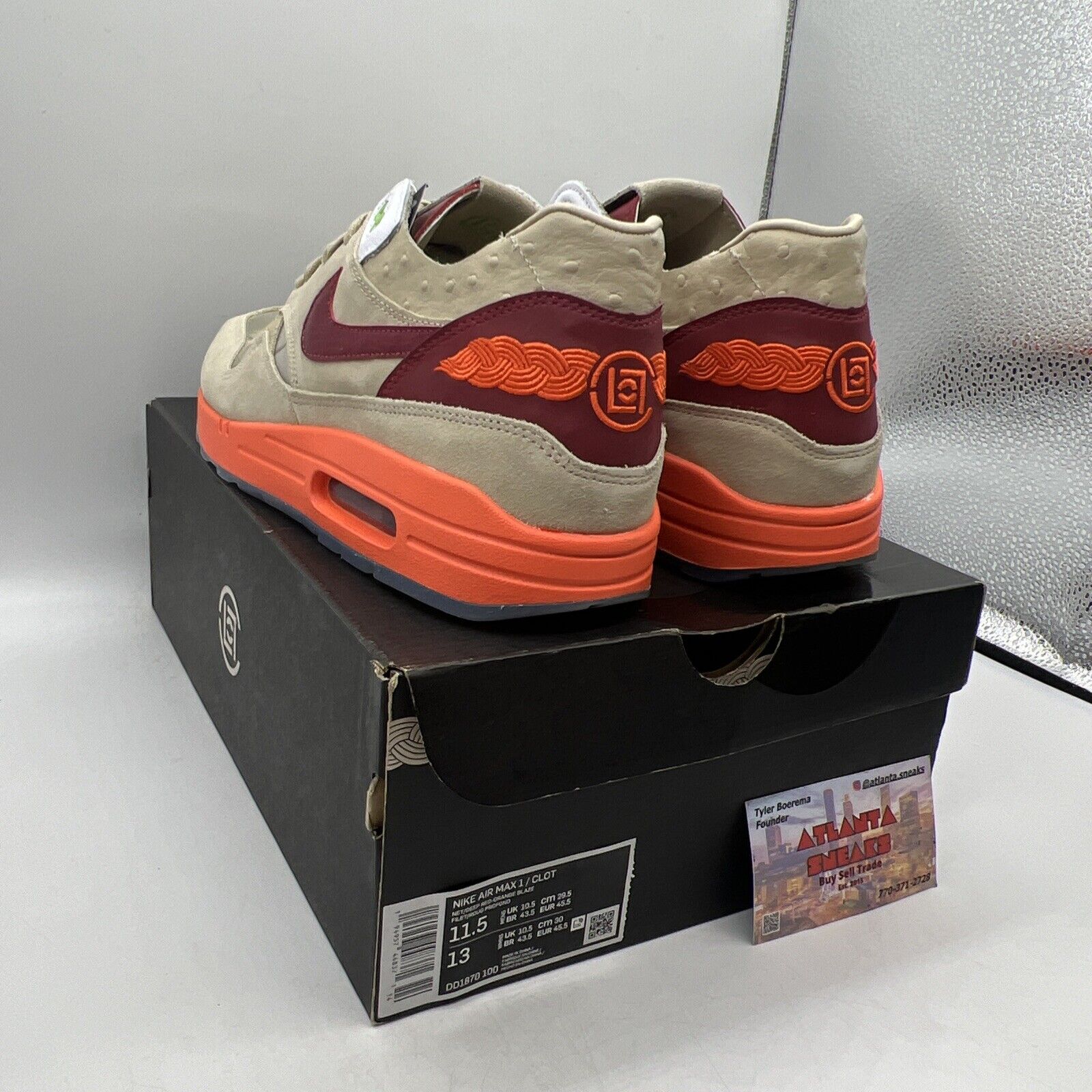 Size 11.5 - Nike Air Max 1 CLOT Kiss of Death 2021 Brand New Og All