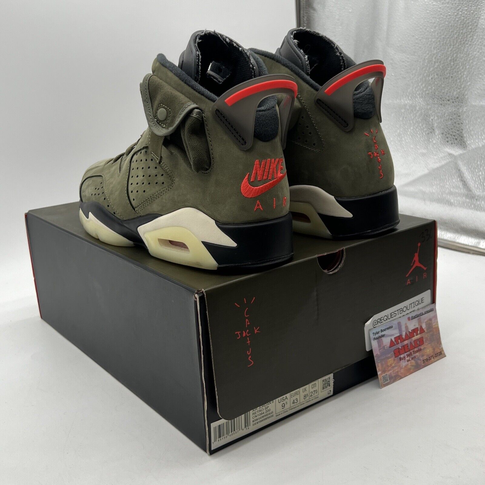 Size 9.5 - Jordan 6 Retro x Travis Scott Mid Olive Black Red (CN1084-200)