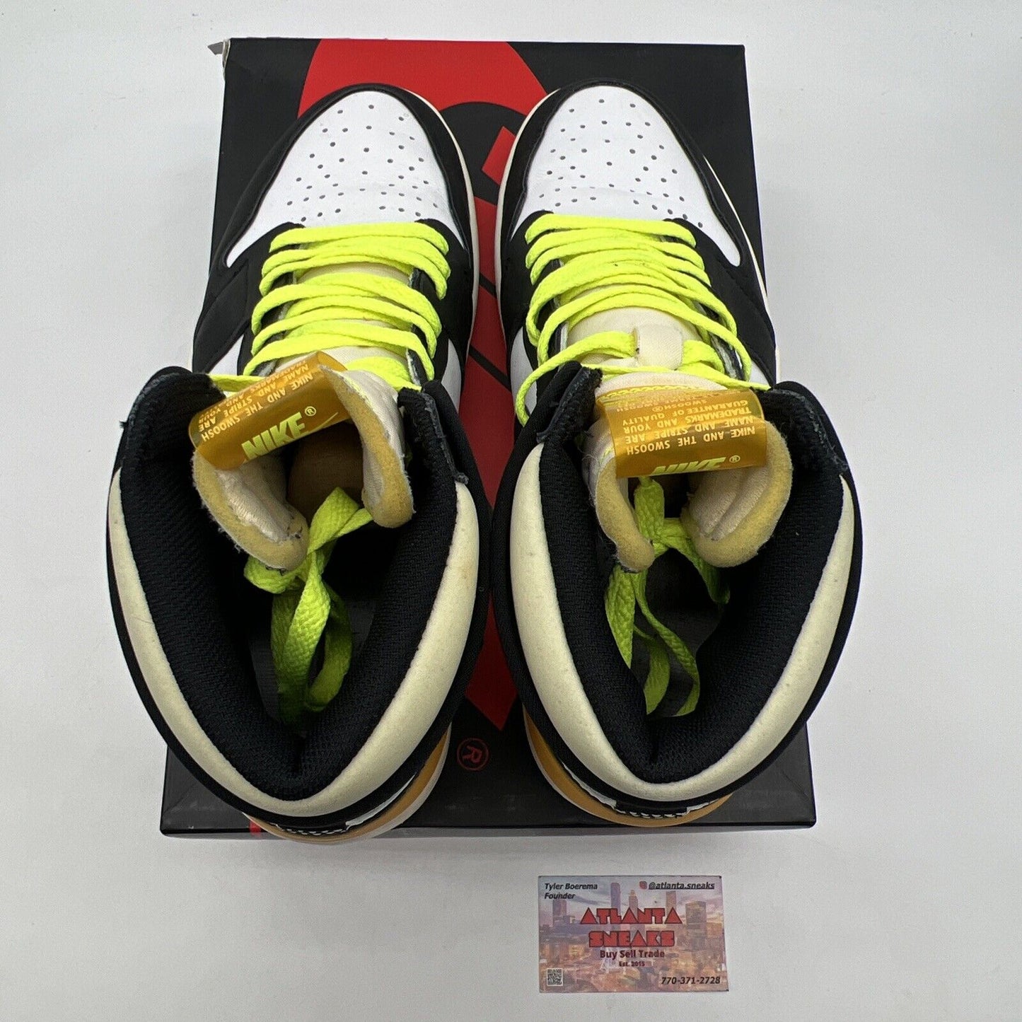 Size 11 - Jordan 1 Retro High OG Volt White Black Yellow Leather (555088-118)