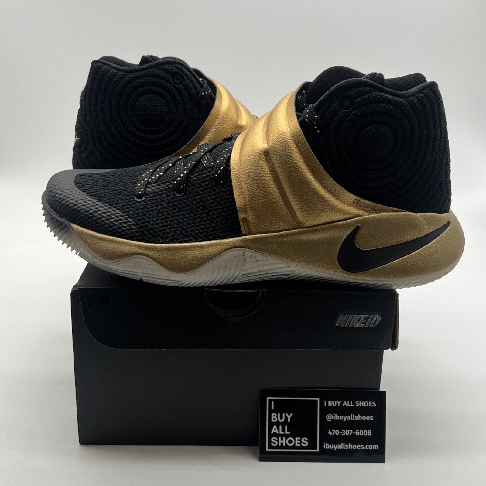 Size 9.5 - Nike Kyrie 2 ID Basketball Nike Black, Gold Rare (843253-981)