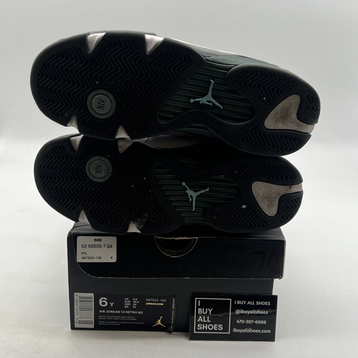 Size 6Y - Air Jordan 14 Oxidized Green White Black (487524-106)