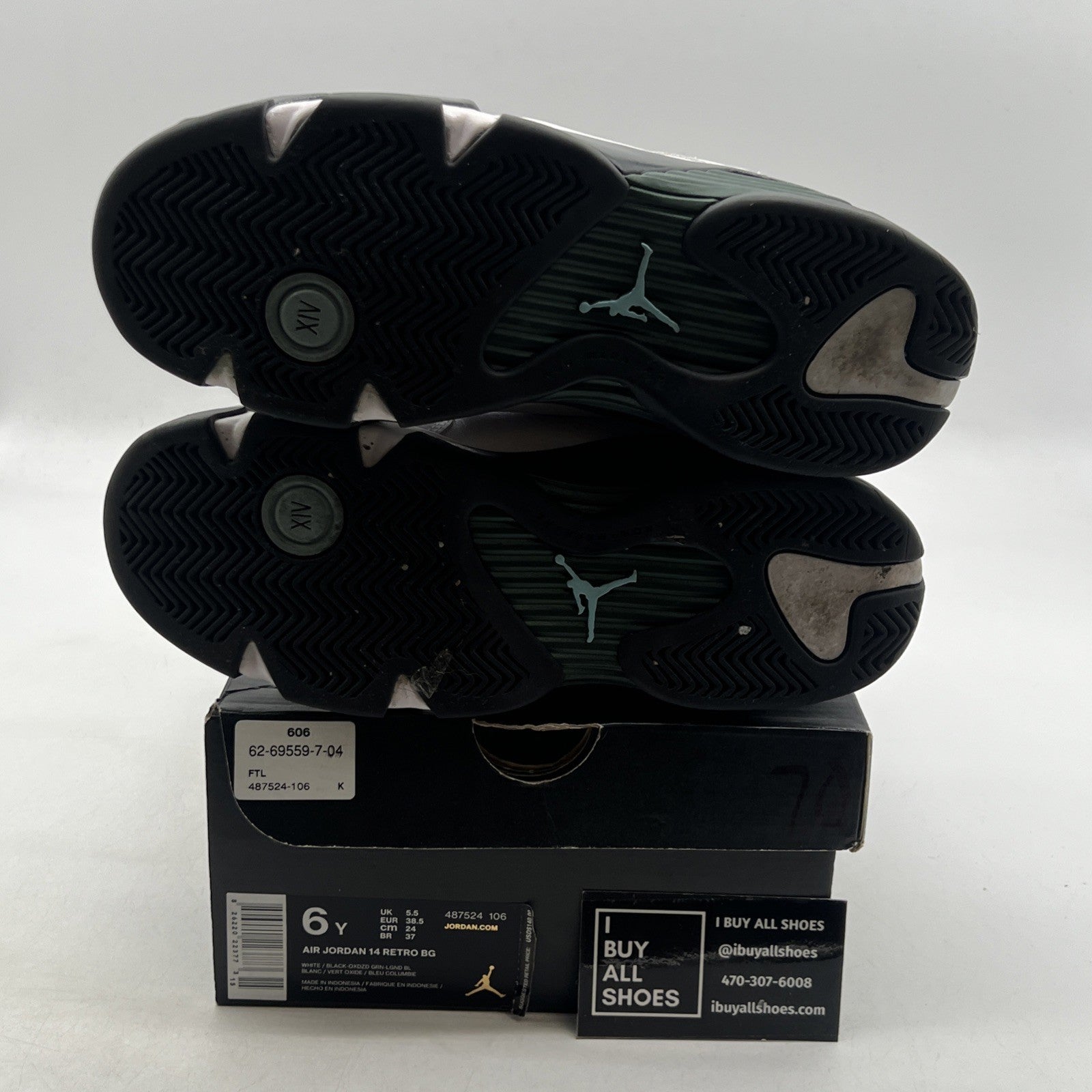 Size 6Y - Air Jordan 14 Oxidized Green White Black (487524-106)