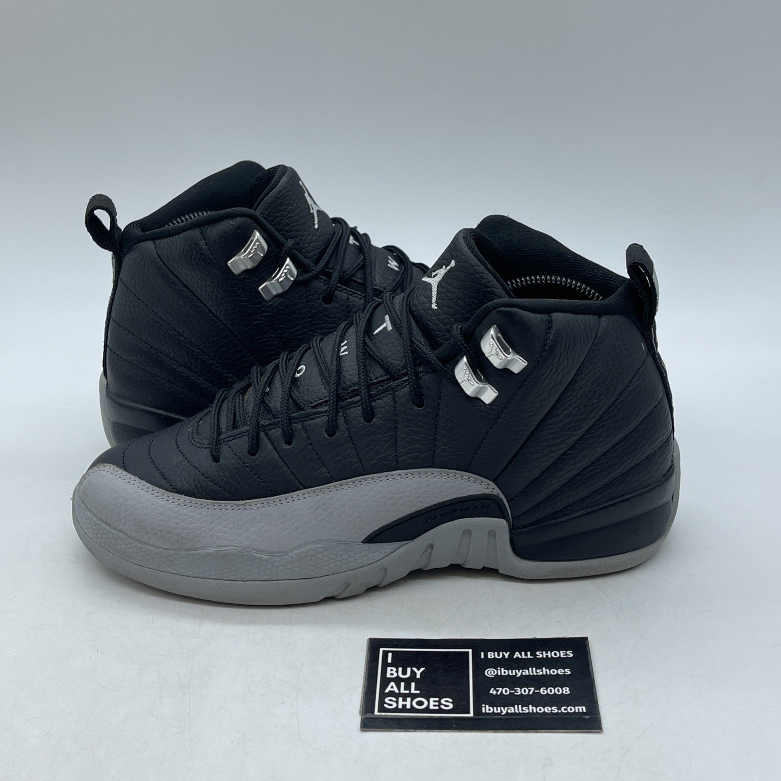 Size 6.5Y - Nike Air Jordan 12 Retro GS Black Wolf Grey White (153265-010)