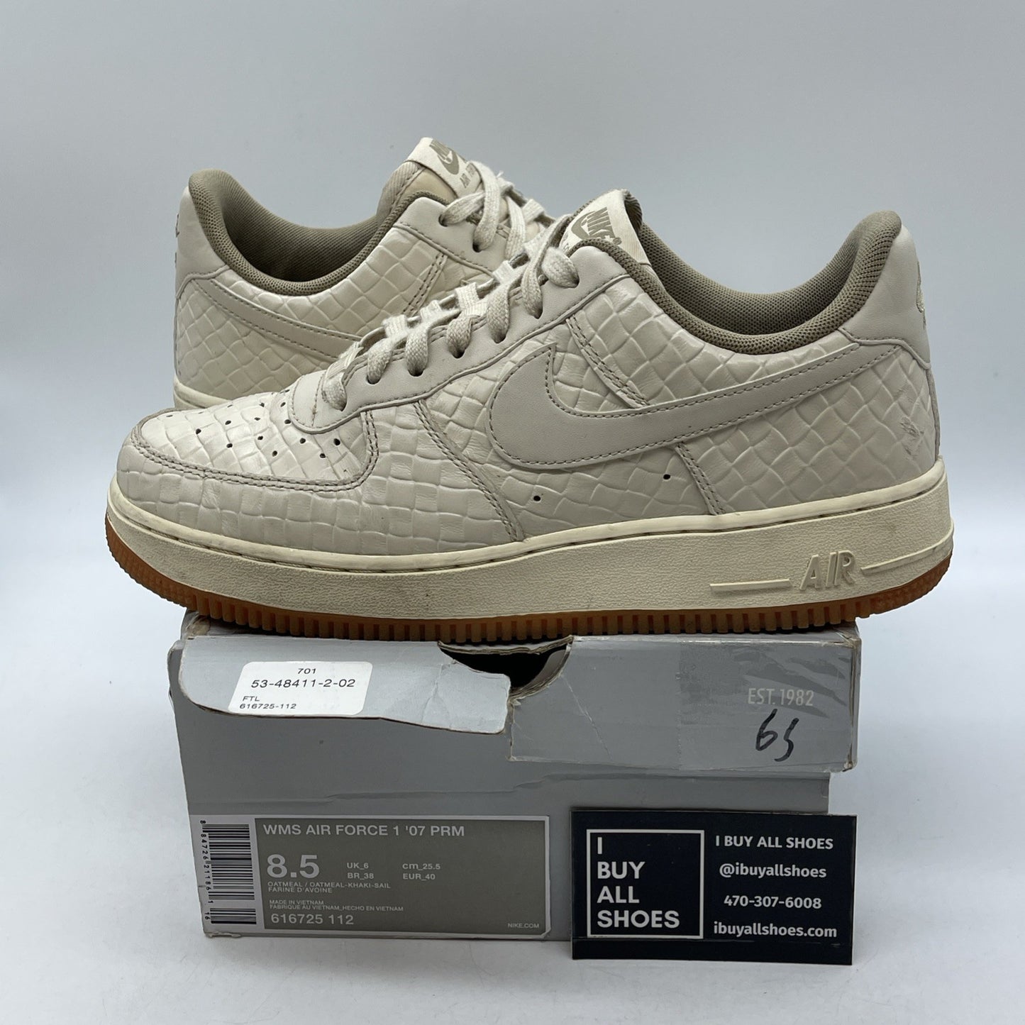 Size 8.5W - Nike Air Force 1 Premium Low 112 Brown Leather (616725-112)