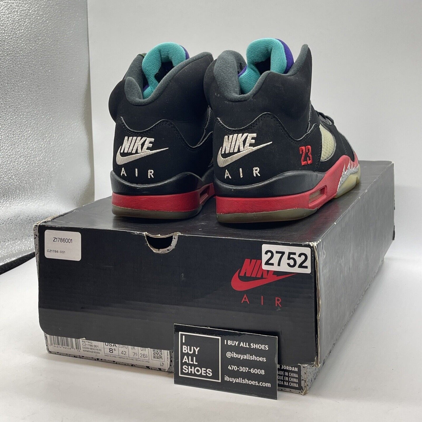 Size 8.5 - Jordan 5 Retro Top 3 Black Red Purple White Blue Suede (CZ1786-001)