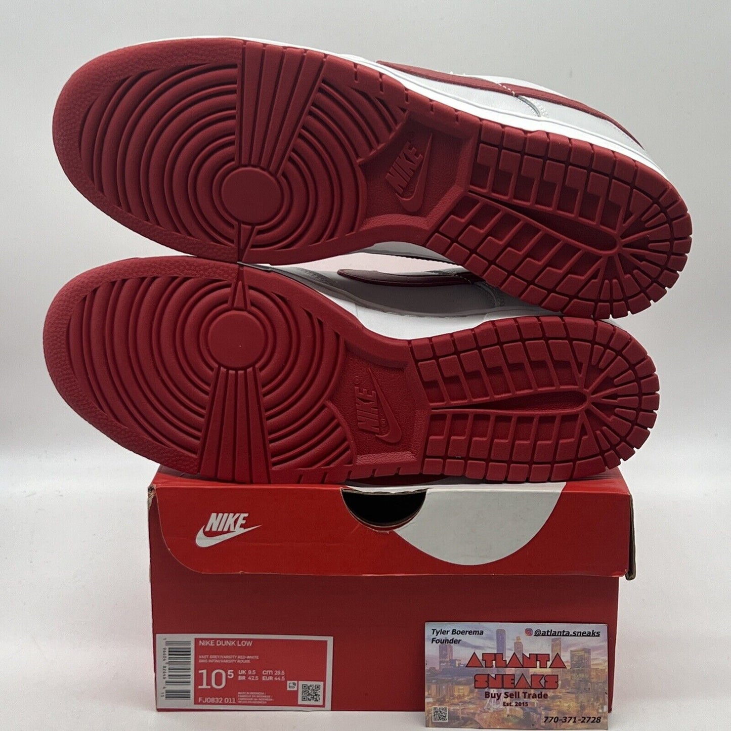 Size 10.5 - Nike Dunk Low Vast Grey Varsity Red Brand New Og All