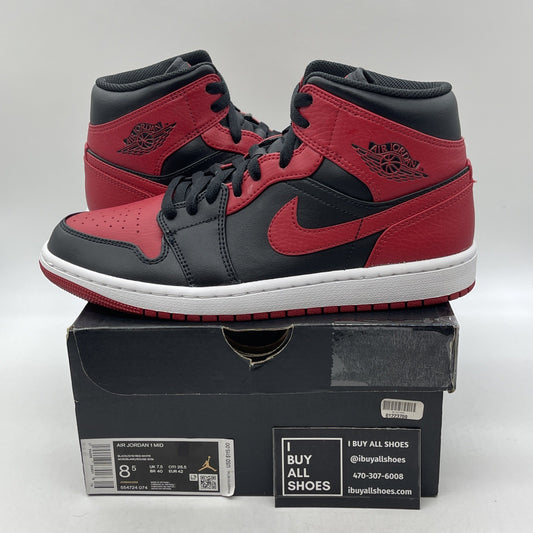 Size 8.5 - Jordan 1 Mid Banned Red Black Leather (554724-074)