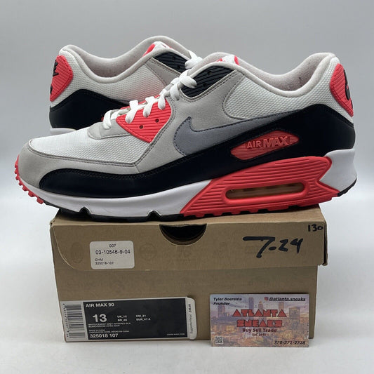 Size 13 - Nike Air Max 90 2010 Infrared Grey Black Leather Suede (325018-107)