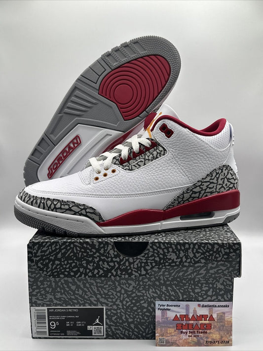 Size 9.5 - Jordan 3 Cardinal Red 2022