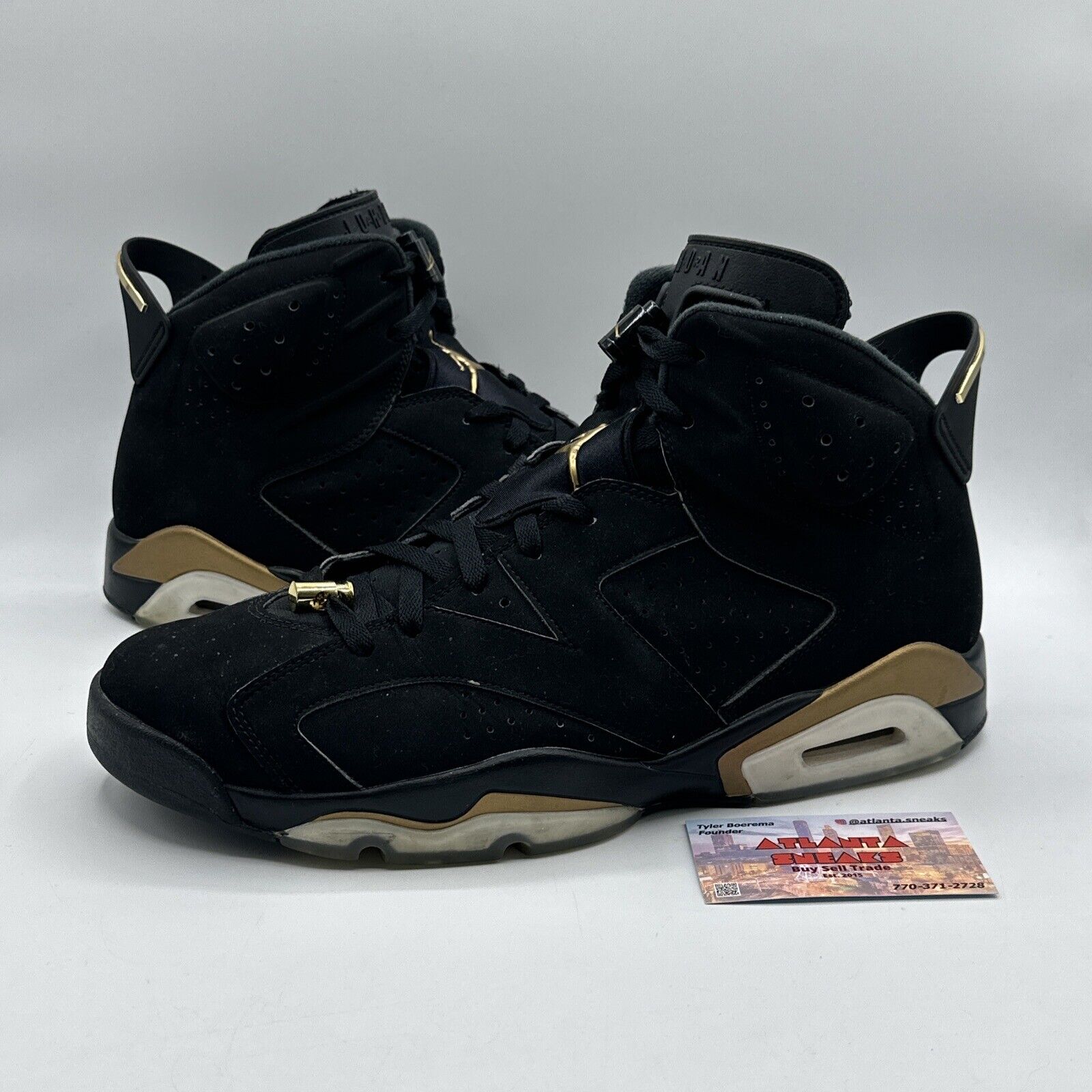 Size 13 - Jordan 6 Retro Defining Moments 2020 Black Suede N Nubuck Gold Accen