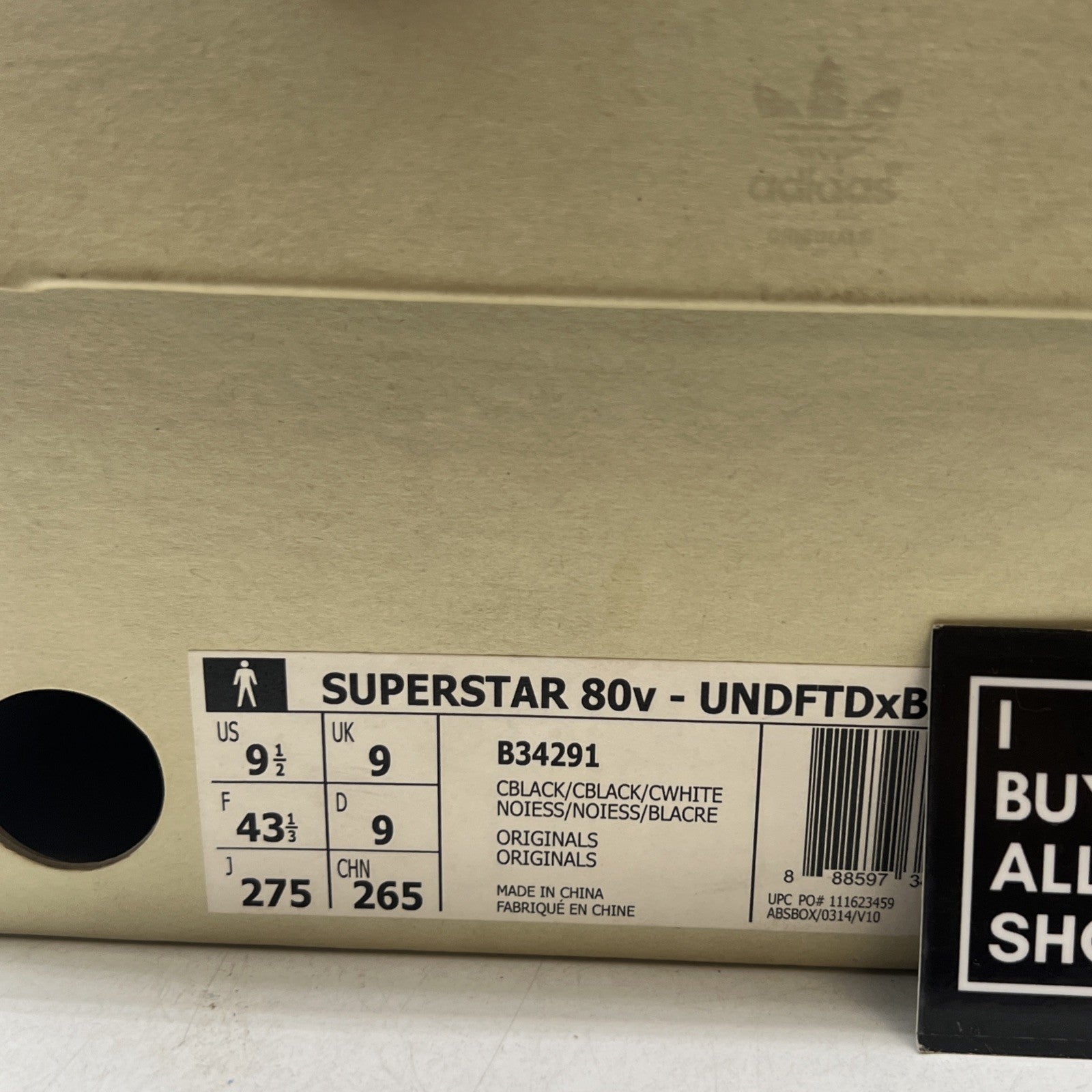 Size 9.5 - adidas Undefeated x A Bathing Ape x Superstars 80v Black (B34291)