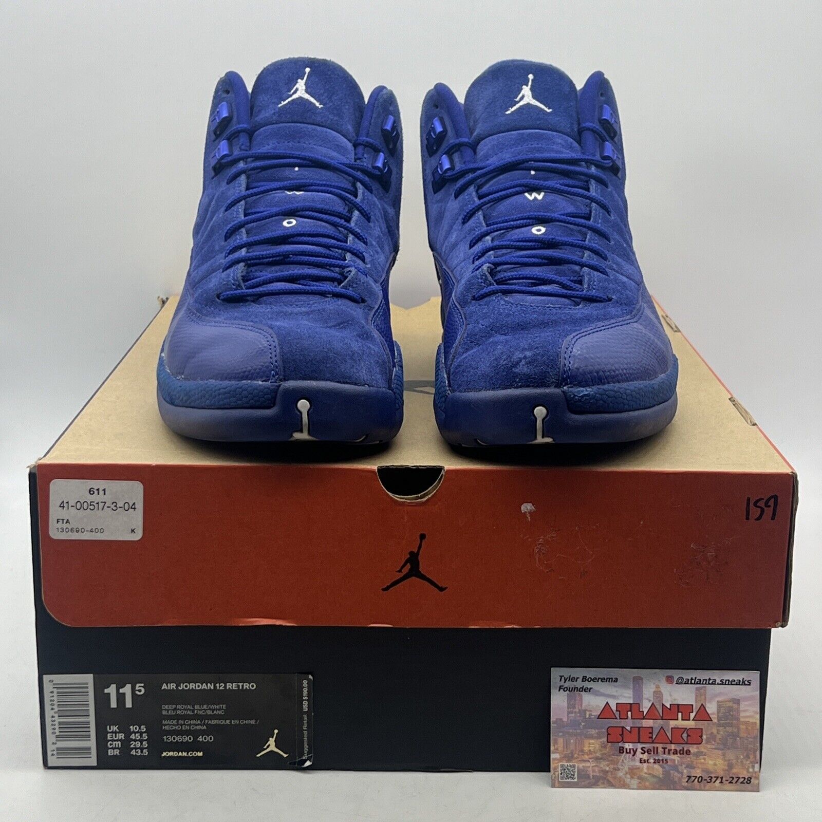 Size 11.5 - Air Jordan 12 Retro Deep Royal Suede Leather (130690-400)