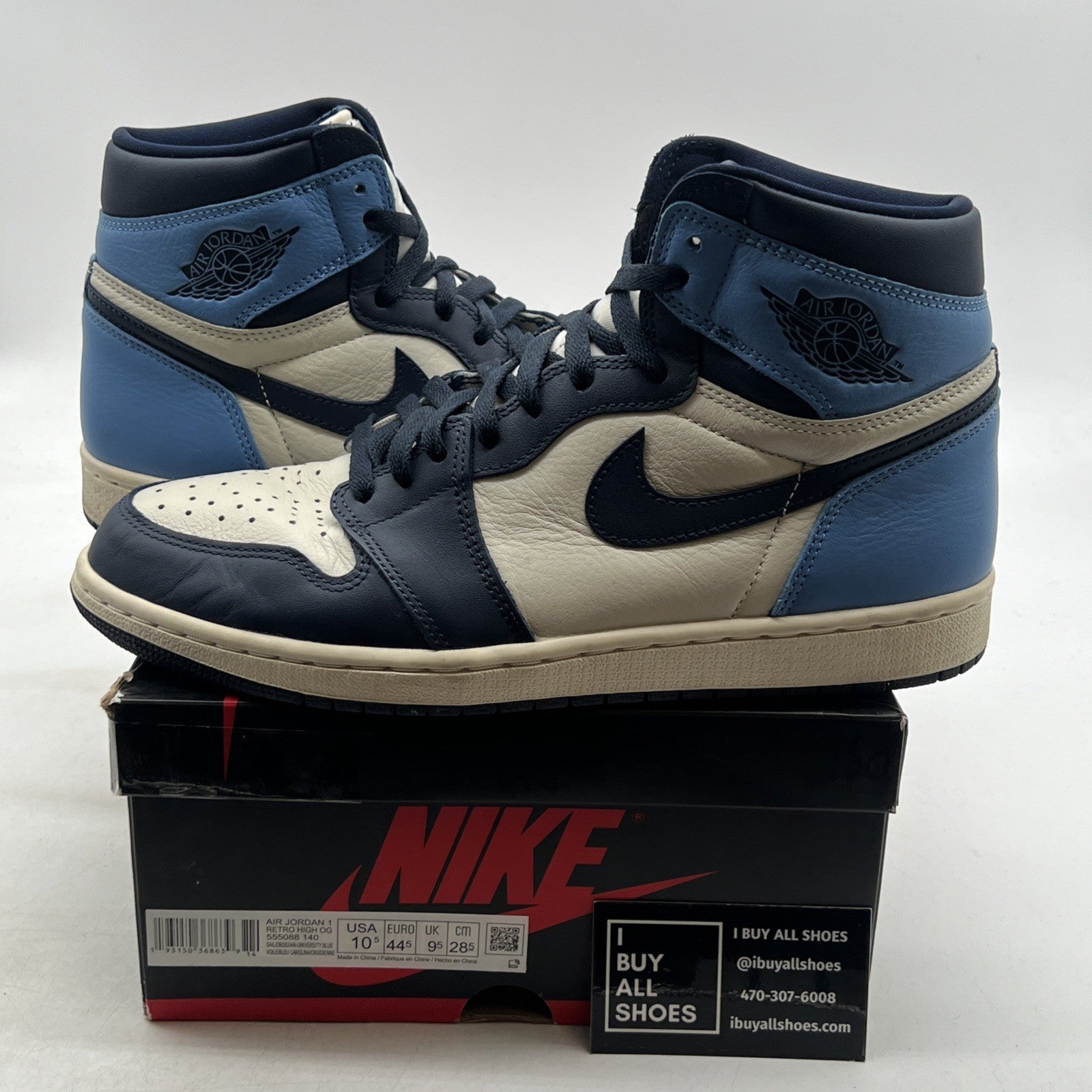 Size 10.5 - Air Jordan 1 Retro OG High Obsidian UNC 2019 (555088-140)